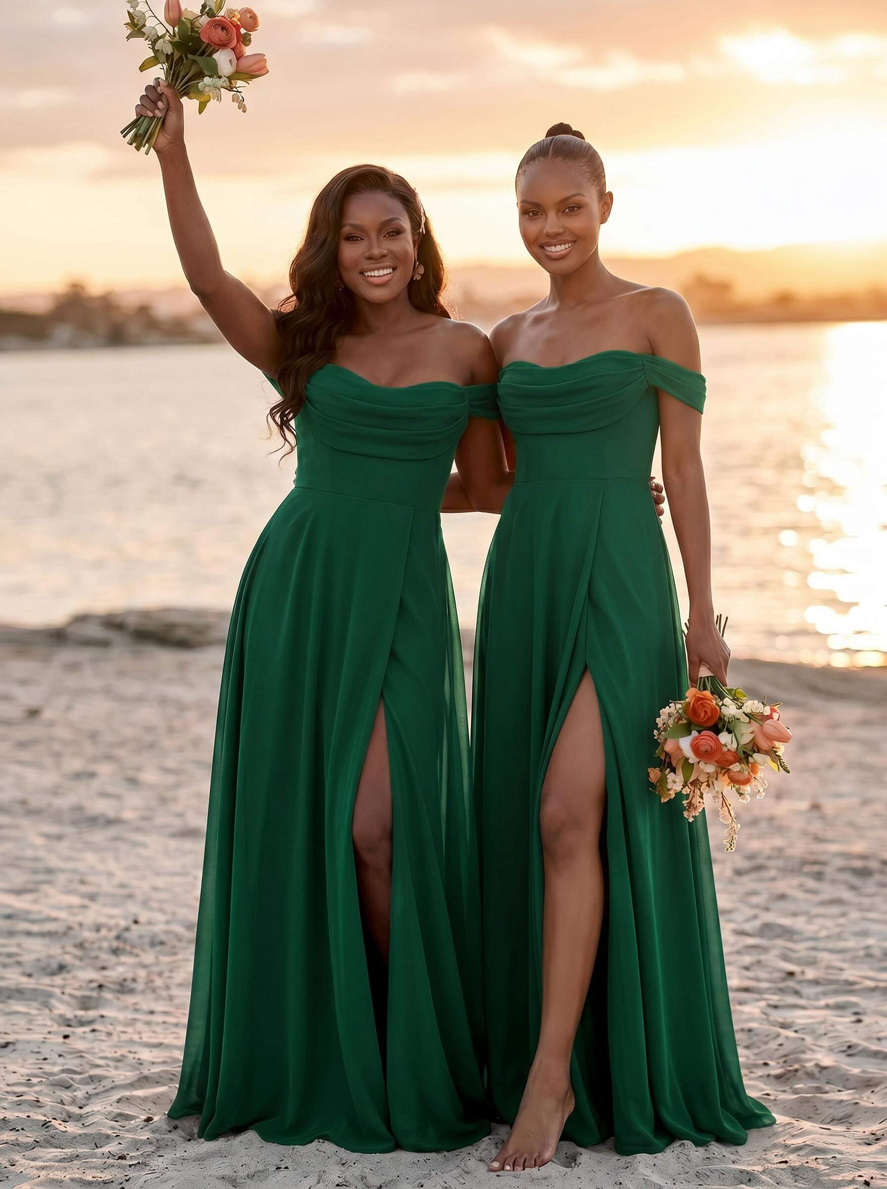 A-Line Off-The-Shoulder Sleeveless Floor-Length Chiffon Bridesmaid Dresses With Split Front, product image 68