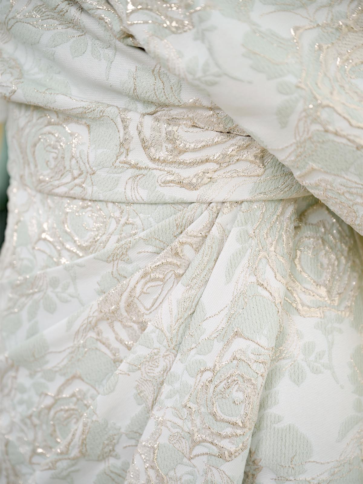 Sheath/Column One-Shoulder 1/2 Sleeves Tea-Length Jacquard Mother Of The Bride Dresses, image 5
