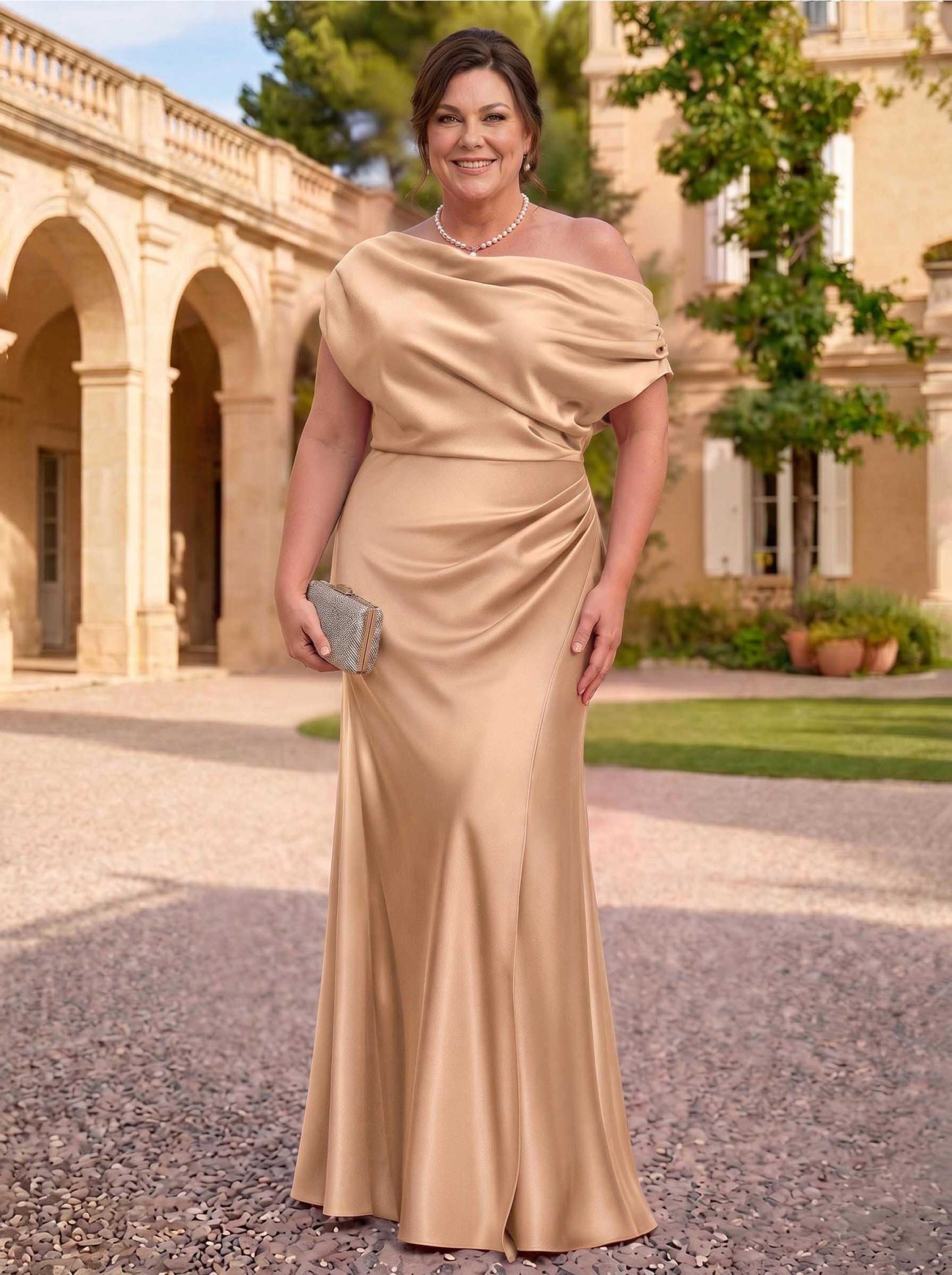 Sheath/Column Asymmetrical Sleeveless Floor-Length Matte Satin Mother Of The Bride Dresses