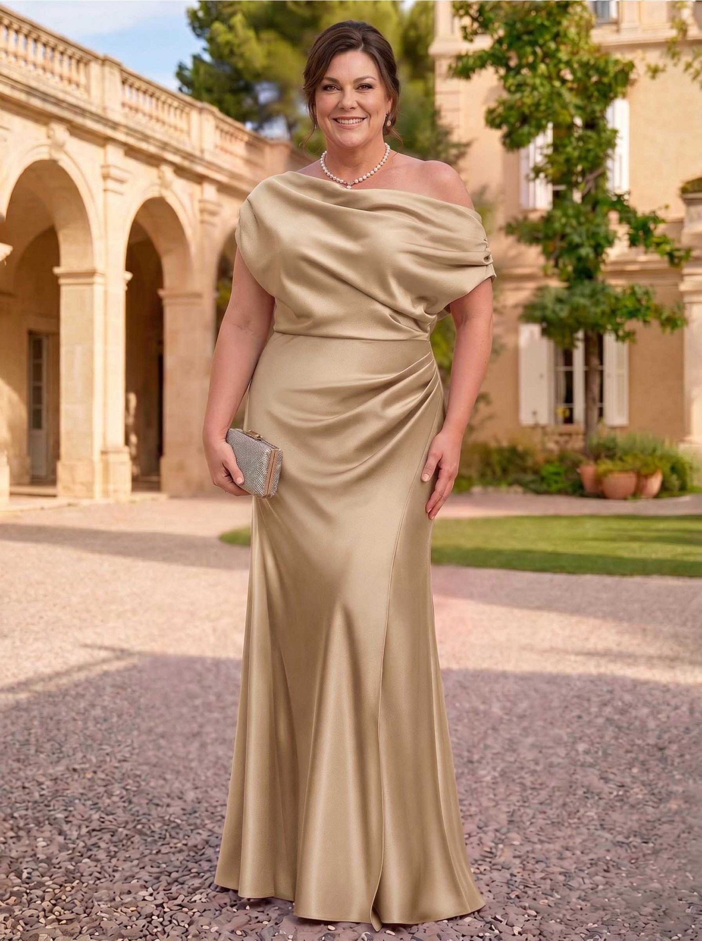 Sheath/Column Asymmetrical Sleeveless Floor-Length Matte Satin Mother Of The Bride Dresses
