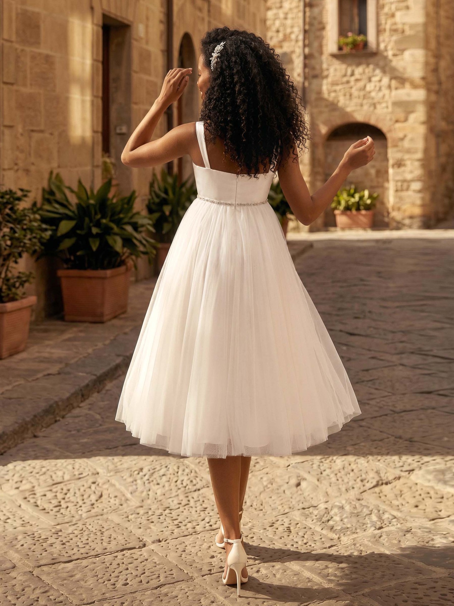A-Line Satin Tulle Maternity Wedding Dresses Sweetheart Sleeveless Tea-Length, product image 3