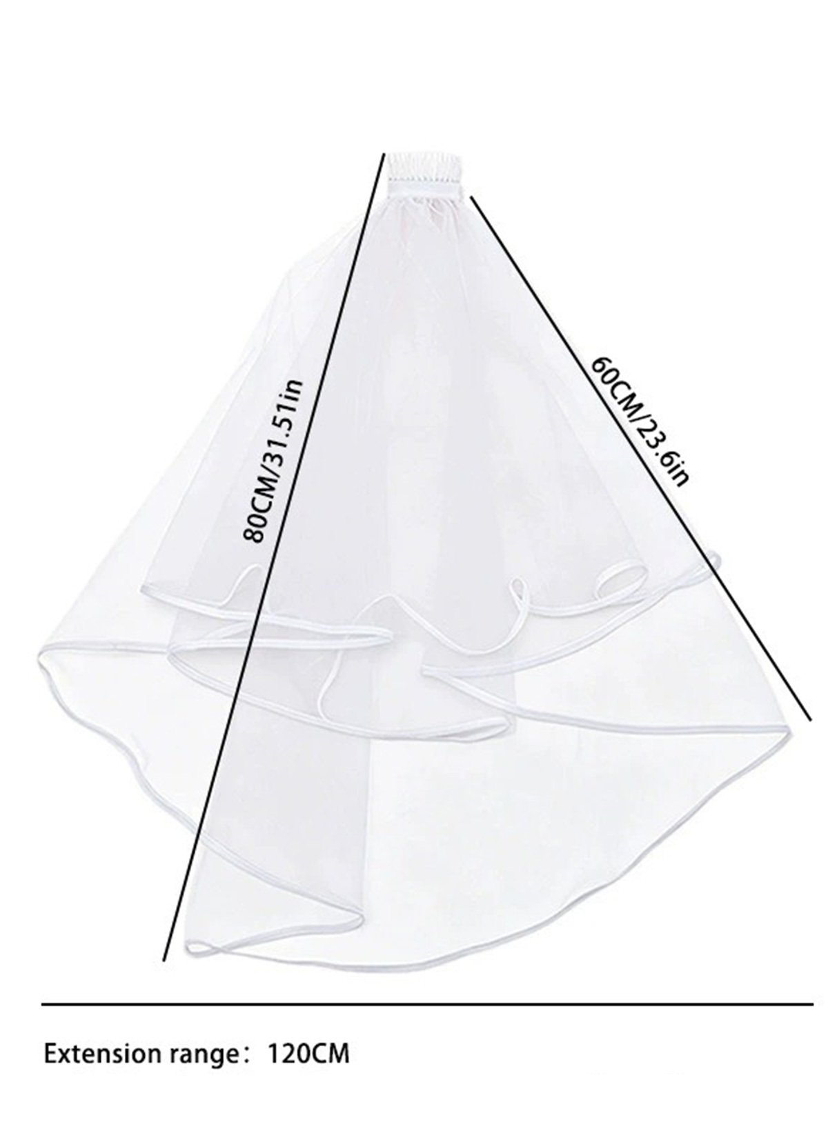 Satin Edge Two-Tier Tulle Elbow Bridal Veils