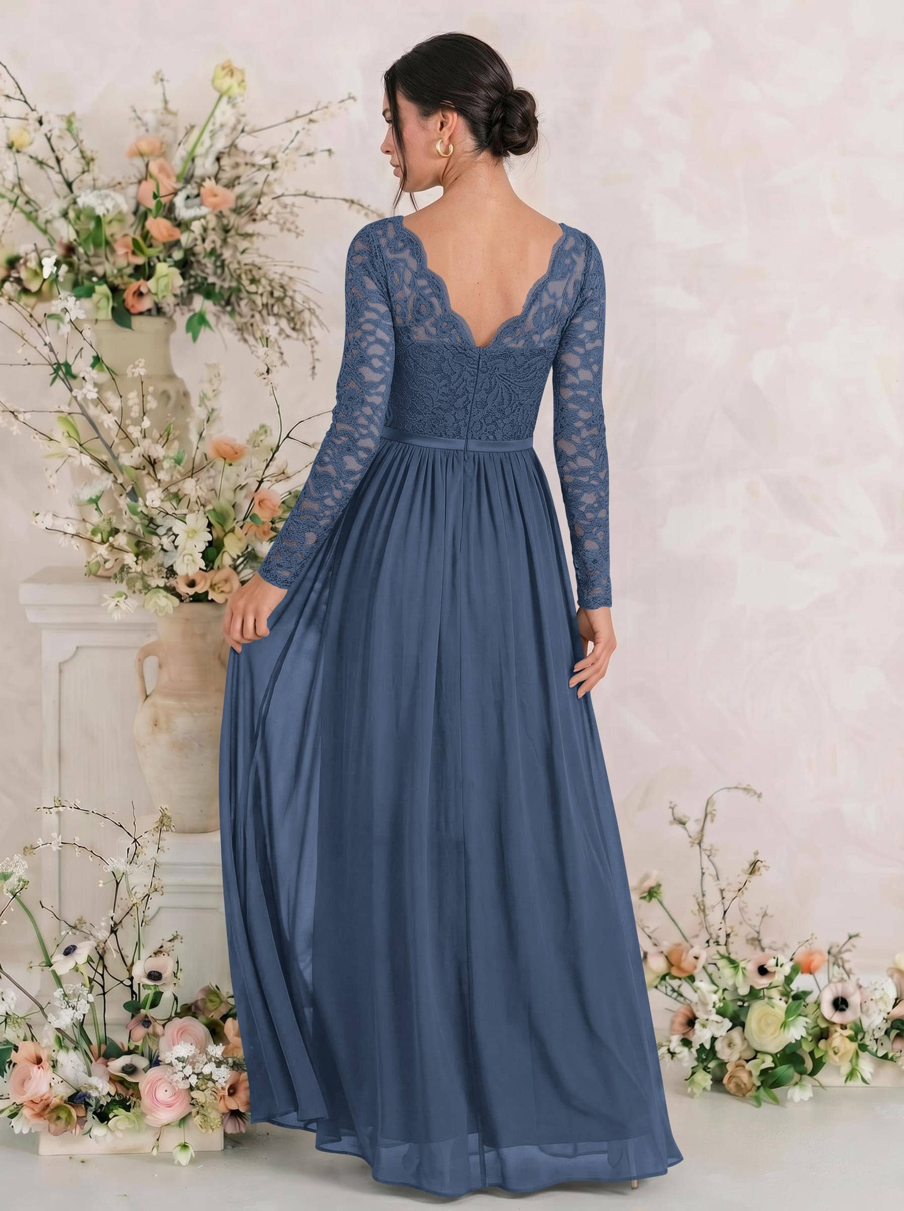 Long Sleeves Lace A-Line Bridesmaid Dresses, image 14