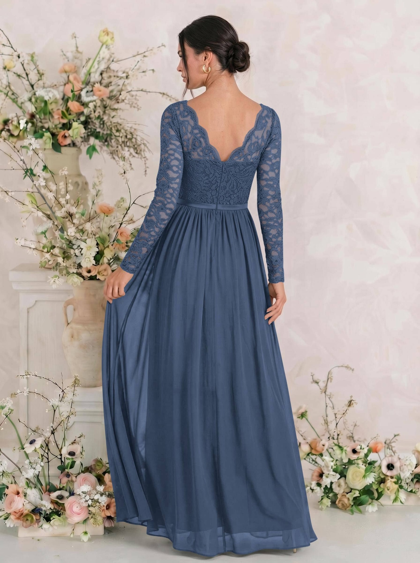 Long Sleeves Lace A-Line Bridesmaid Dresses, image 14