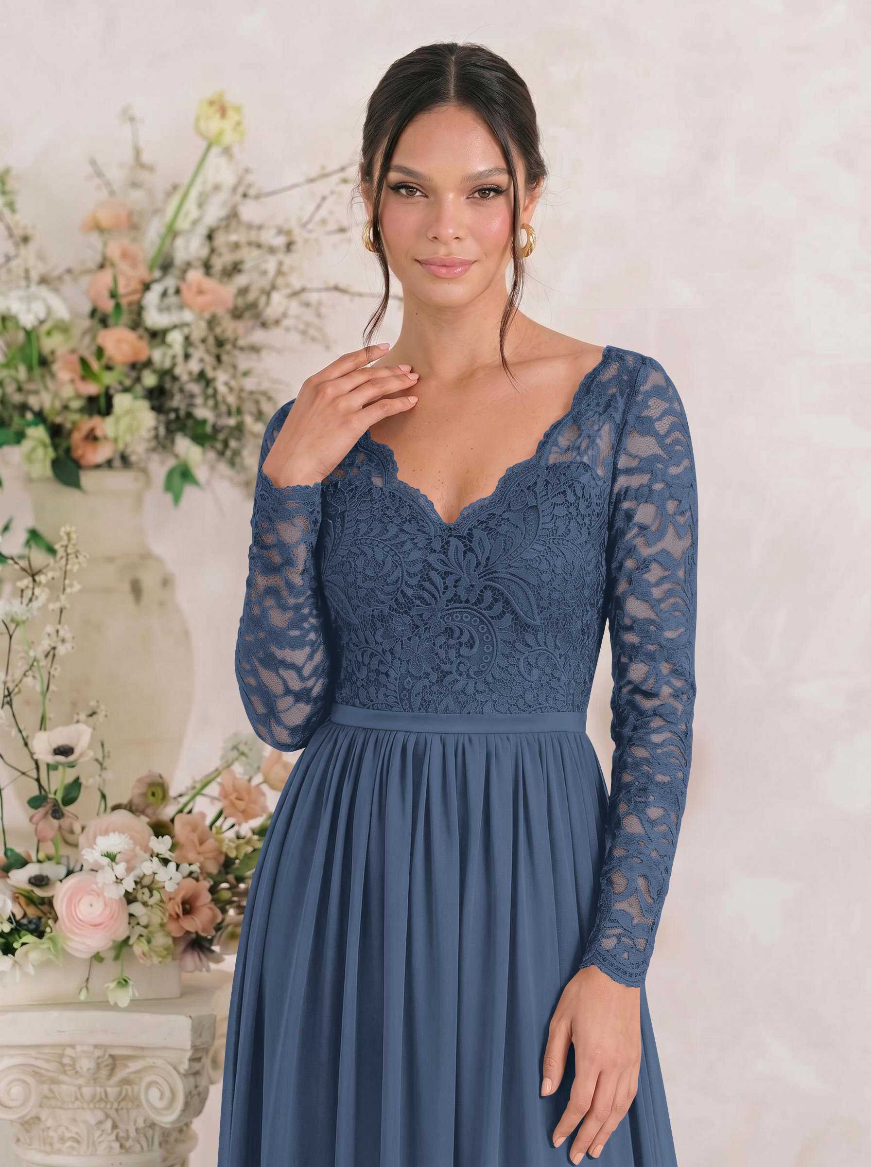 Long Sleeves Lace A-Line Bridesmaid Dresses, image 15
