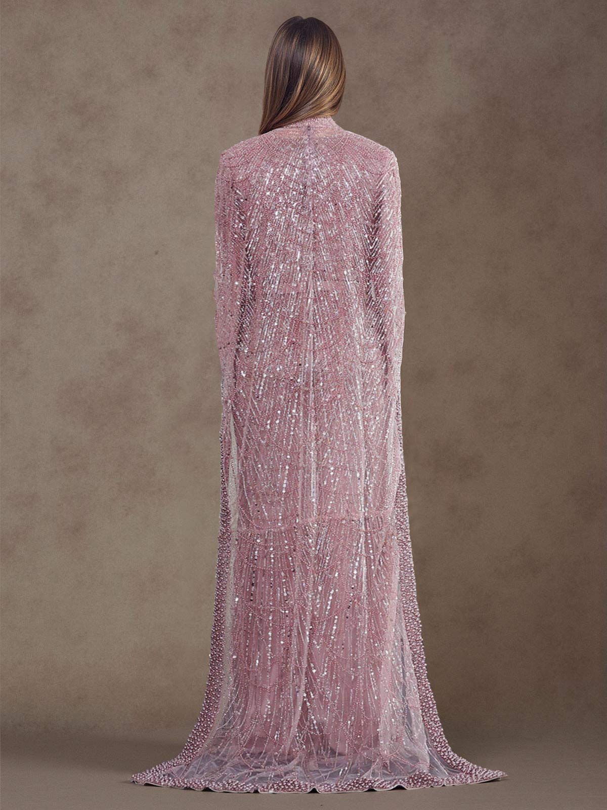 Sheath Column High Neck Long Sleeves Sweep Train Lace Satin Tulle Mother Of The Bride Dresses