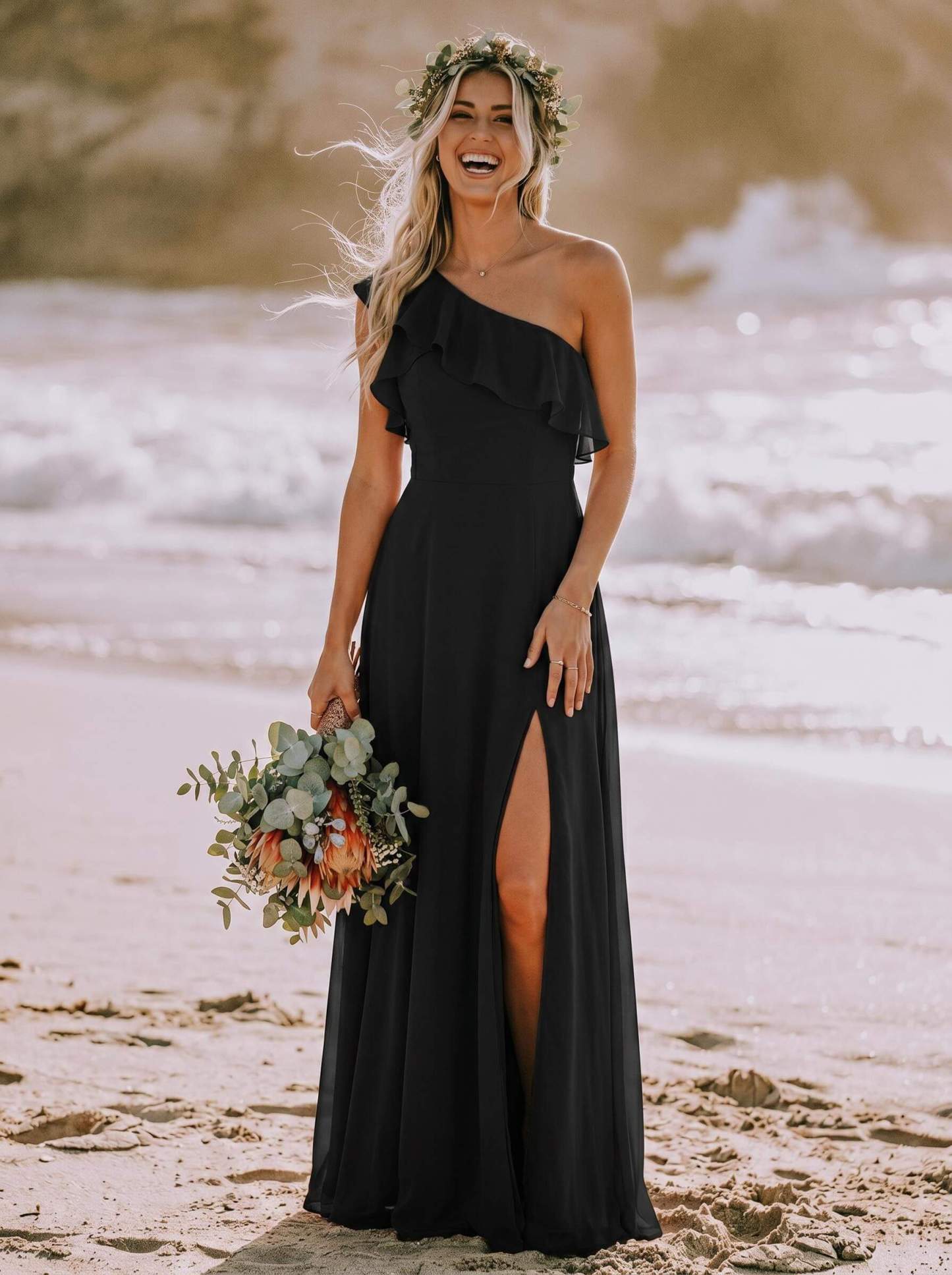 Sheath/Column Chiffon(Non-Stretch) Bridesmaid Dresses With Ruffle