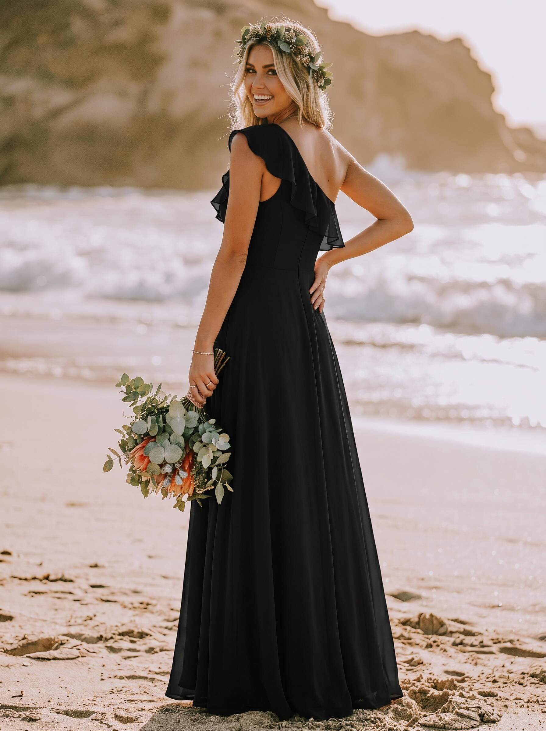 Sheath/Column Chiffon(Non-Stretch) Bridesmaid Dresses With Ruffle