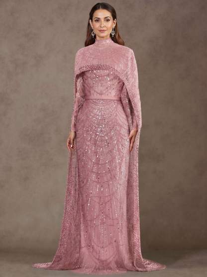 Sheath Column High Neck Long Sleeves Sweep Train Lace Satin Tulle Mother Of The Bride Dresses