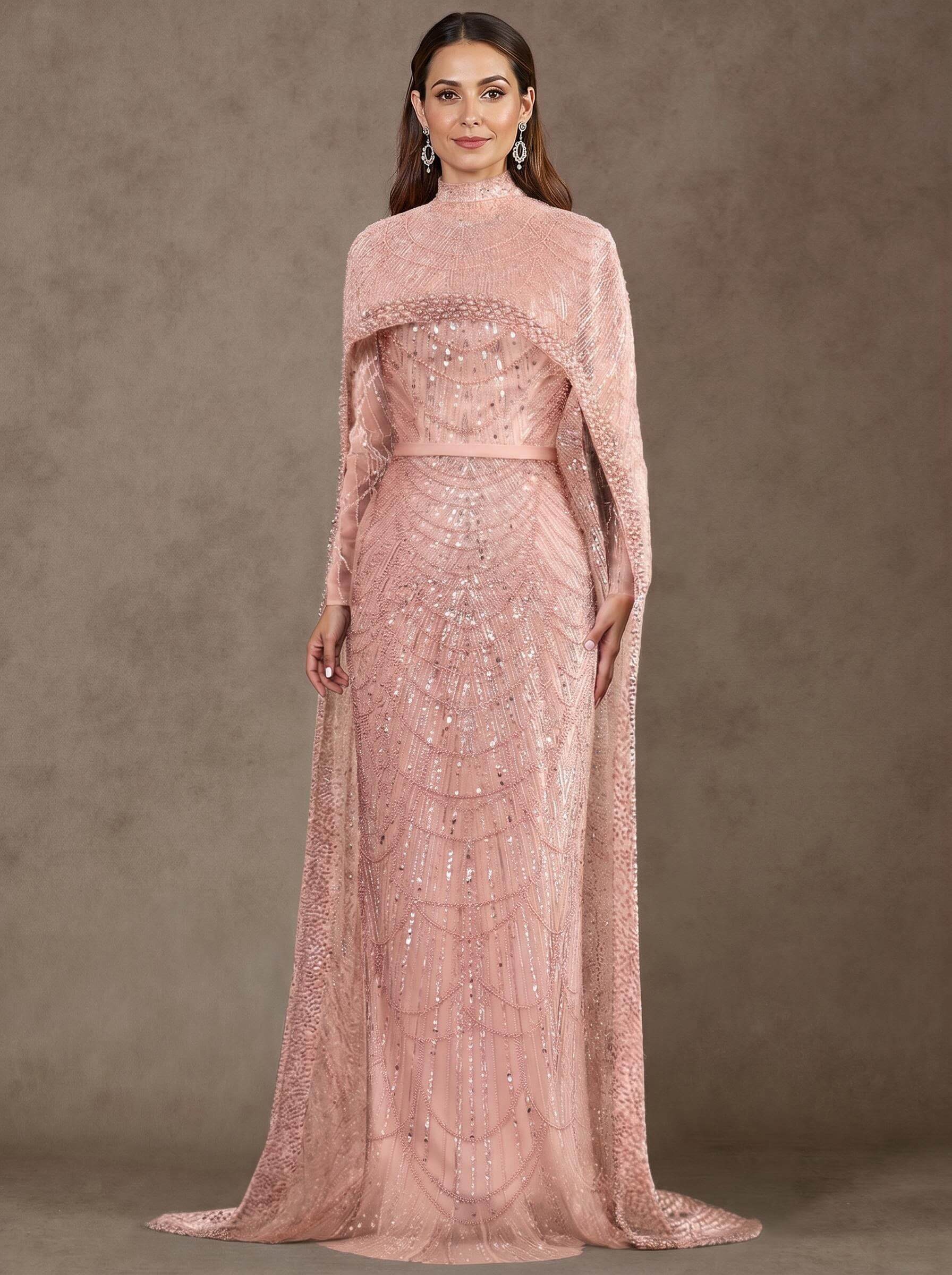Sheath Column High Neck Long Sleeves Sweep Train Lace Satin Tulle Mother Of The Bride Dresses