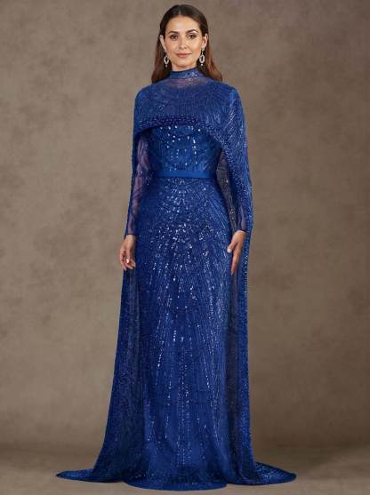 Sheath Column High Neck Long Sleeves Sweep Train Lace Satin Tulle Mother Of The Bride Dresses