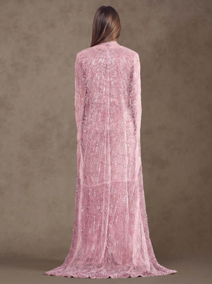 Sheath Column High Neck Long Sleeves Sweep Train Lace Satin Tulle Mother Of The Bride Dresses