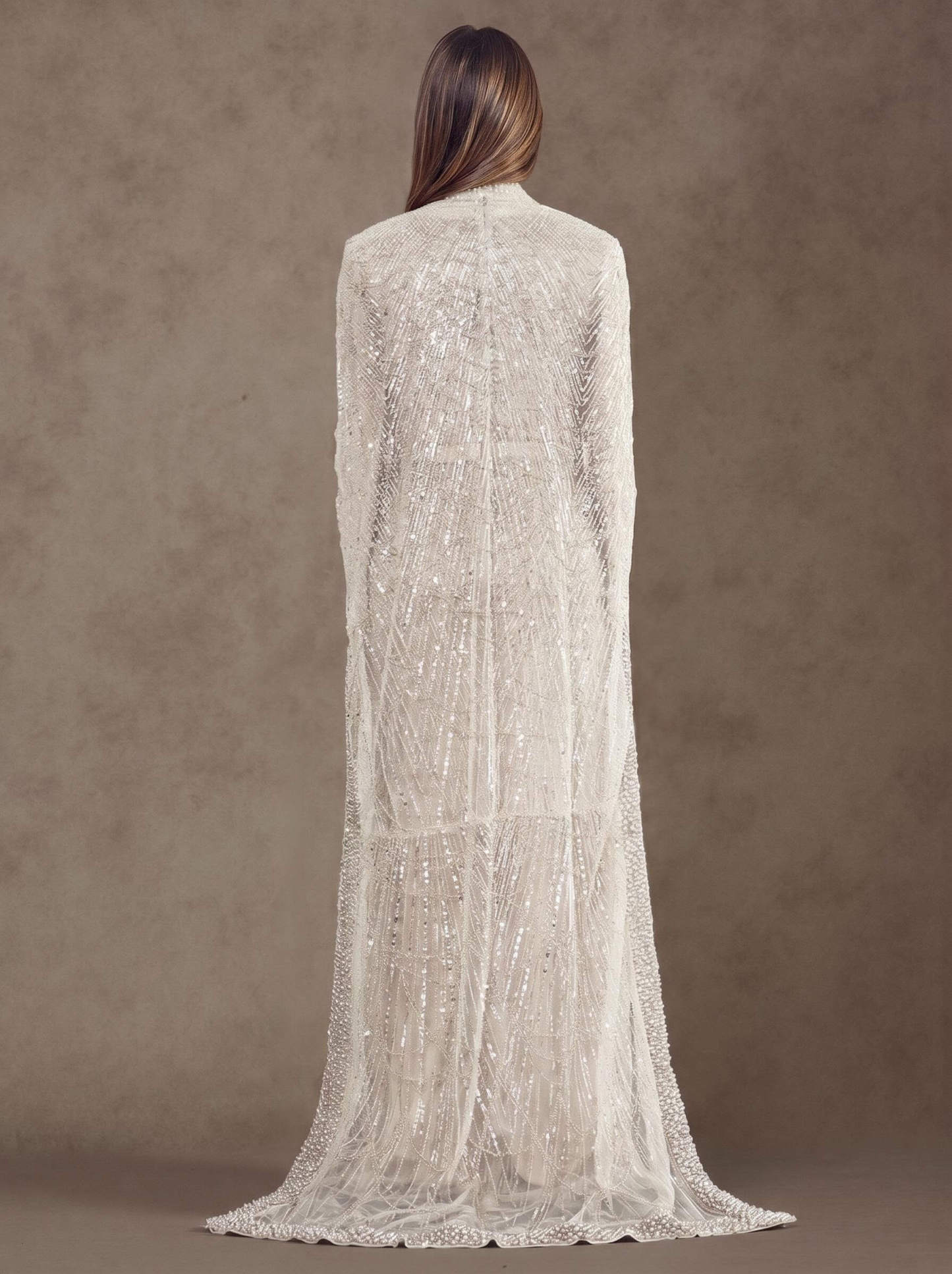 Sheath Column High Neck Long Sleeves Sweep Train Lace Satin Tulle Mother Of The Bride Dresses