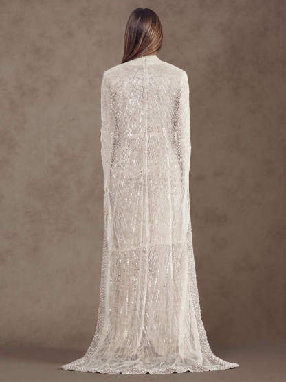 Sheath Column High Neck Long Sleeves Sweep Train Lace Satin Tulle Mother Of The Bride Dresses