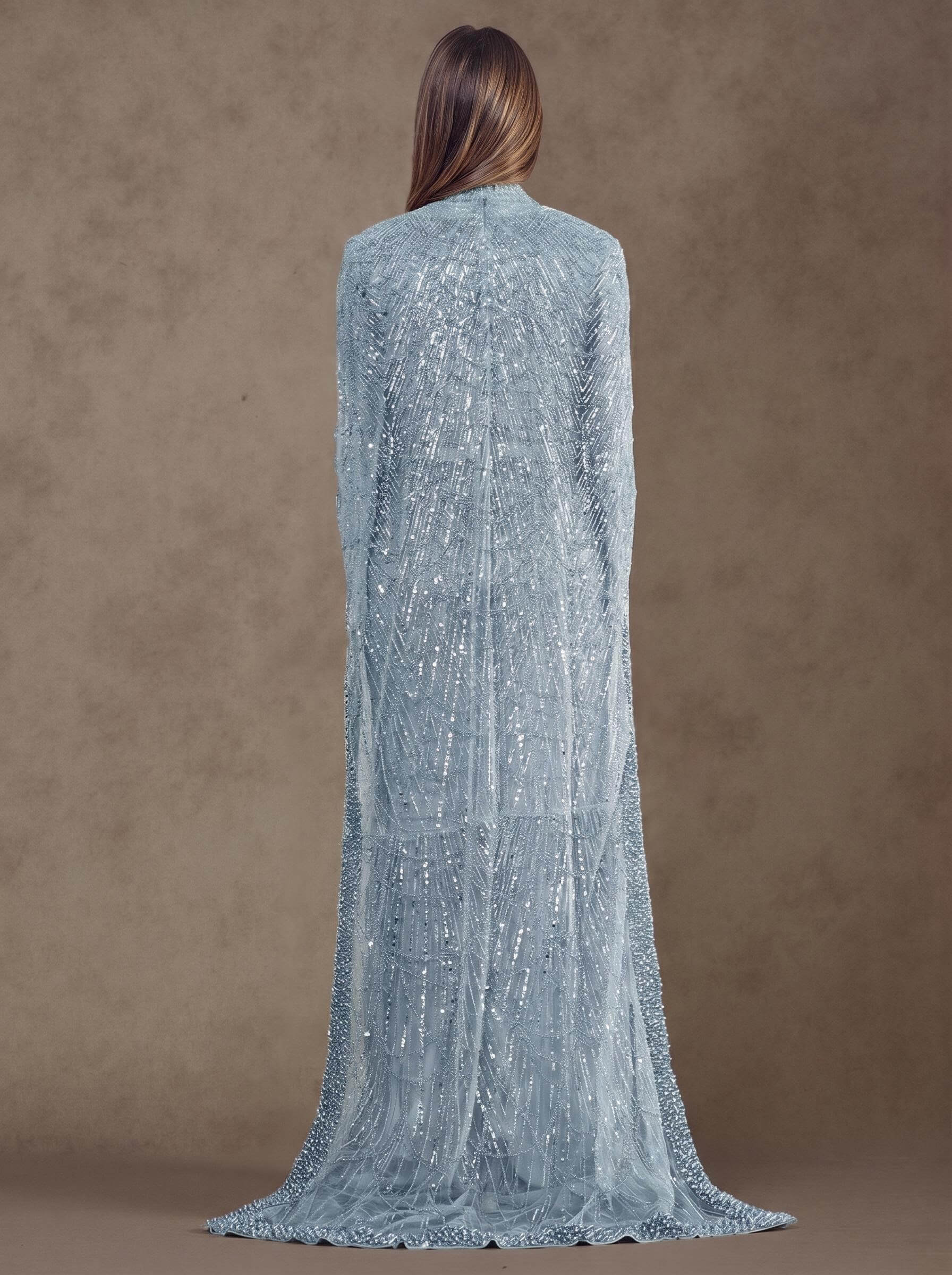 Sheath Column High Neck Long Sleeves Sweep Train Lace Satin Tulle Mother Of The Bride Dresses