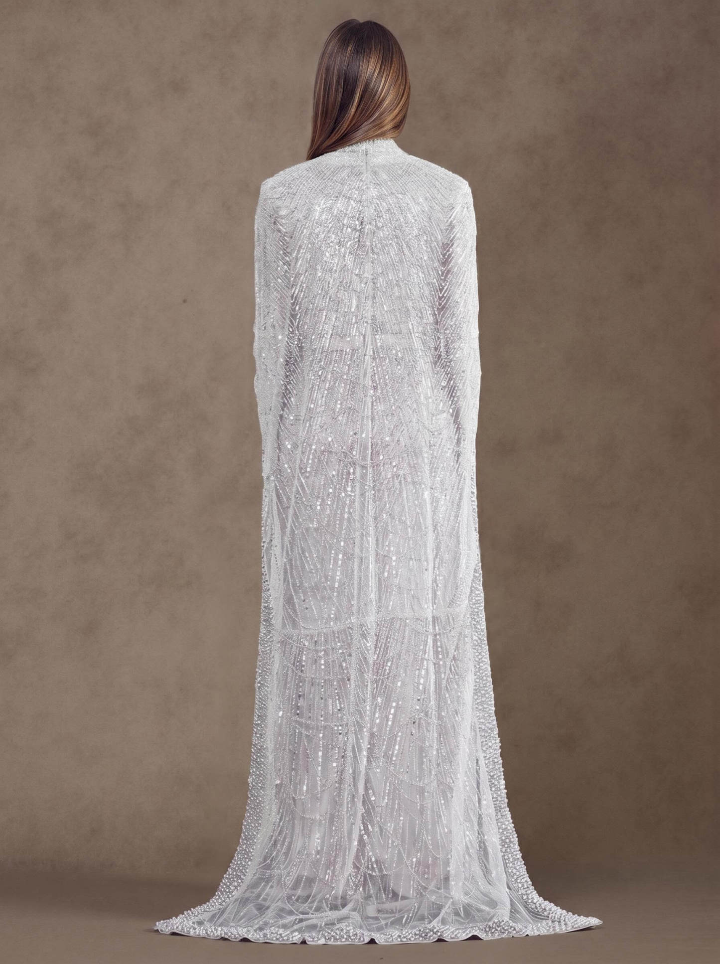 Sheath Column High Neck Long Sleeves Sweep Train Lace Satin Tulle Mother Of The Bride Dresses