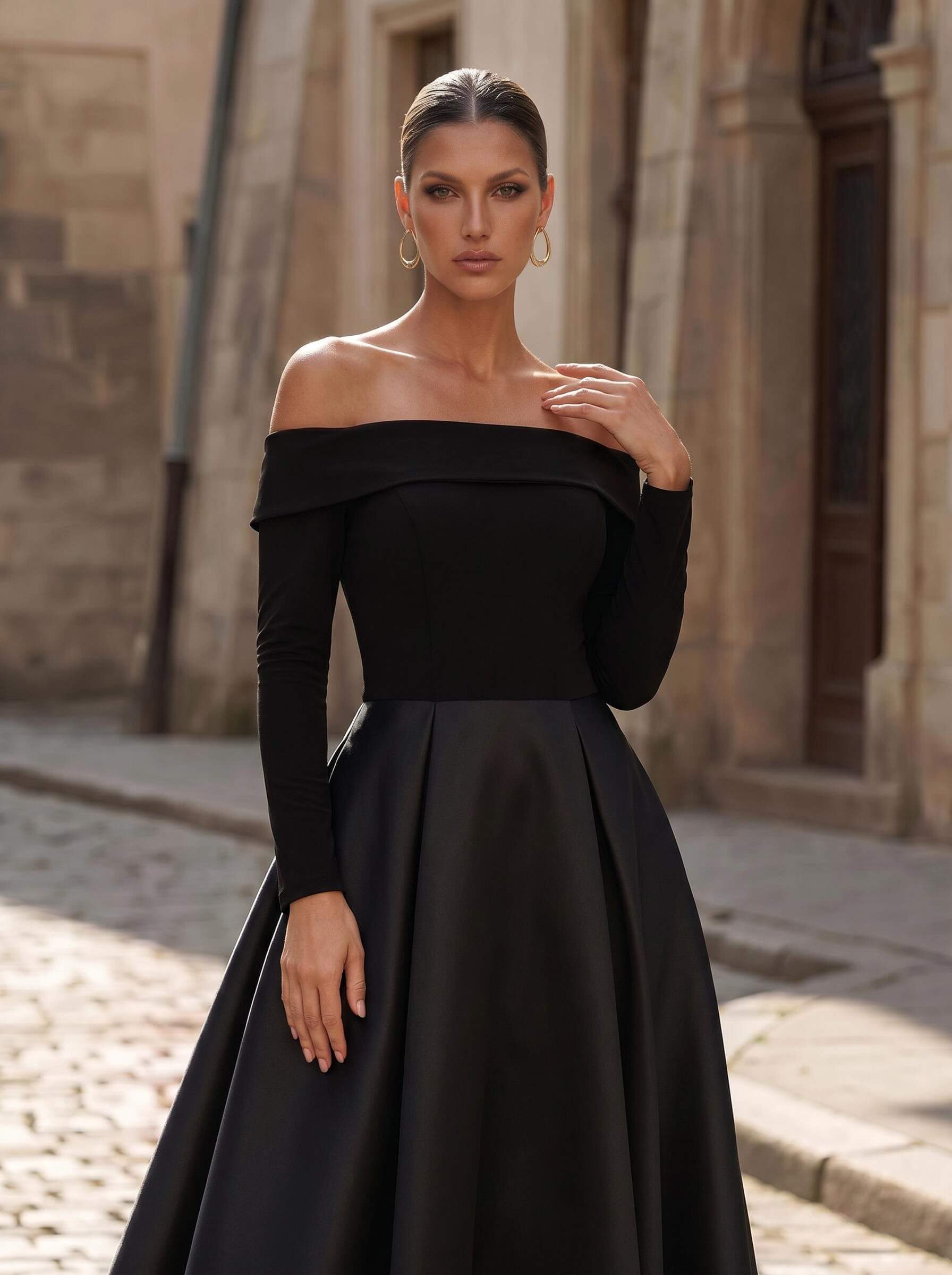 A-Line Long Sleeves Ankle-Length Satin/Elastic Satin Mother Of The Bride Dresses With Pockets, image 3
