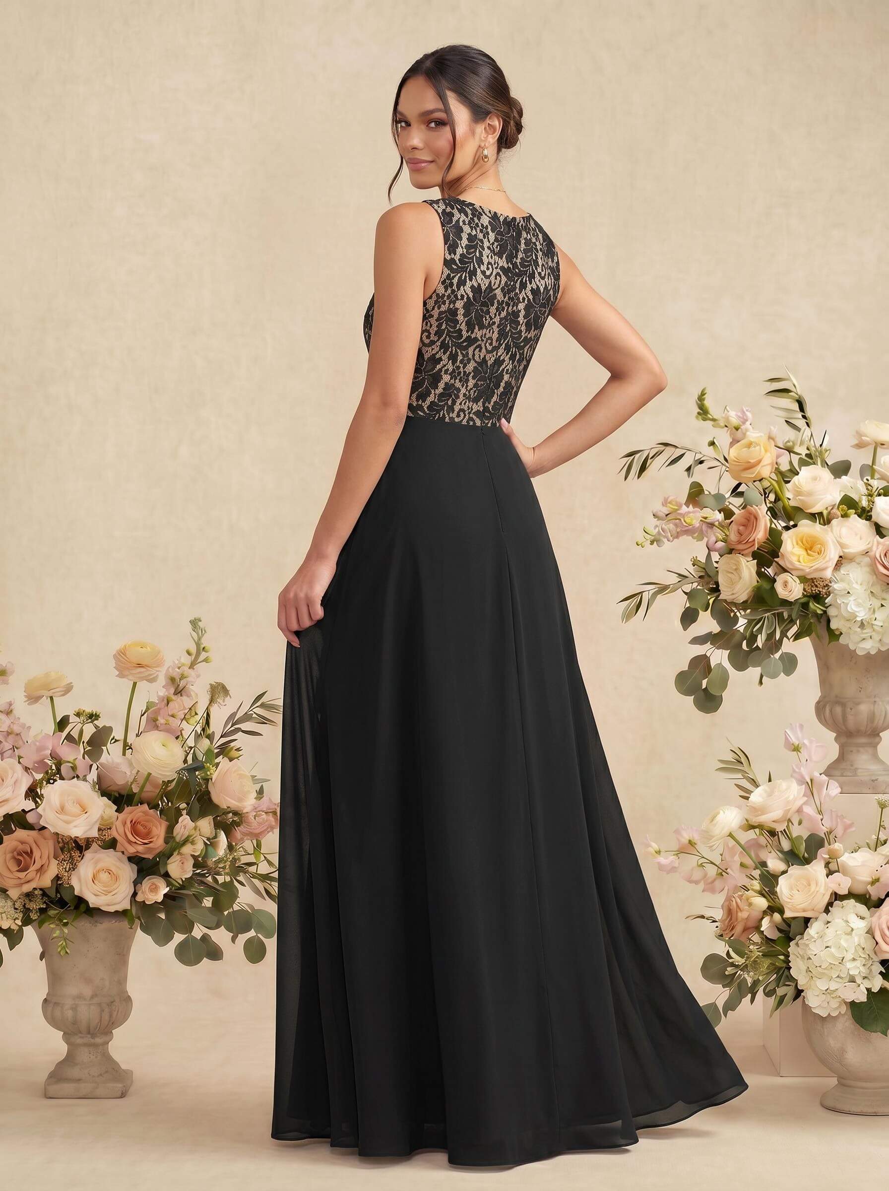Elegant Lace A-Line Slit Bridesmaid Dresses, image 2