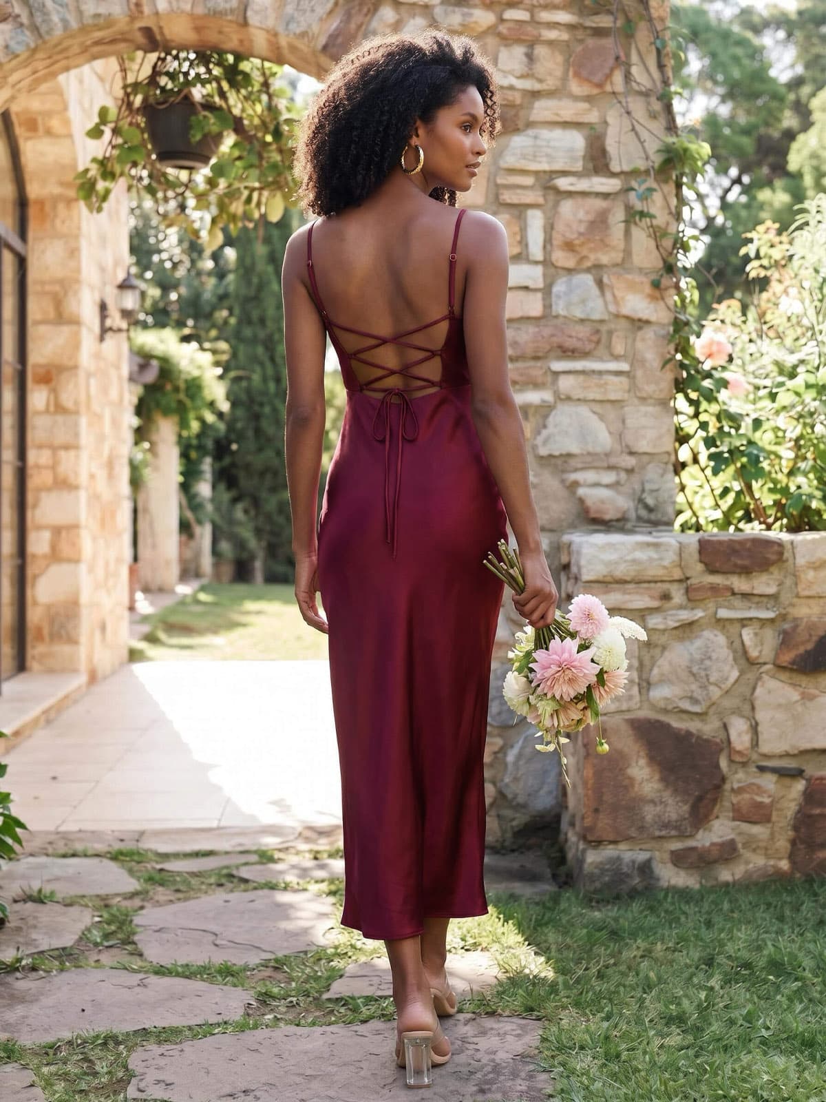 Sheath/Column Sleeveless Tea-Length Silk Like Satin Bridesmaid Dresses