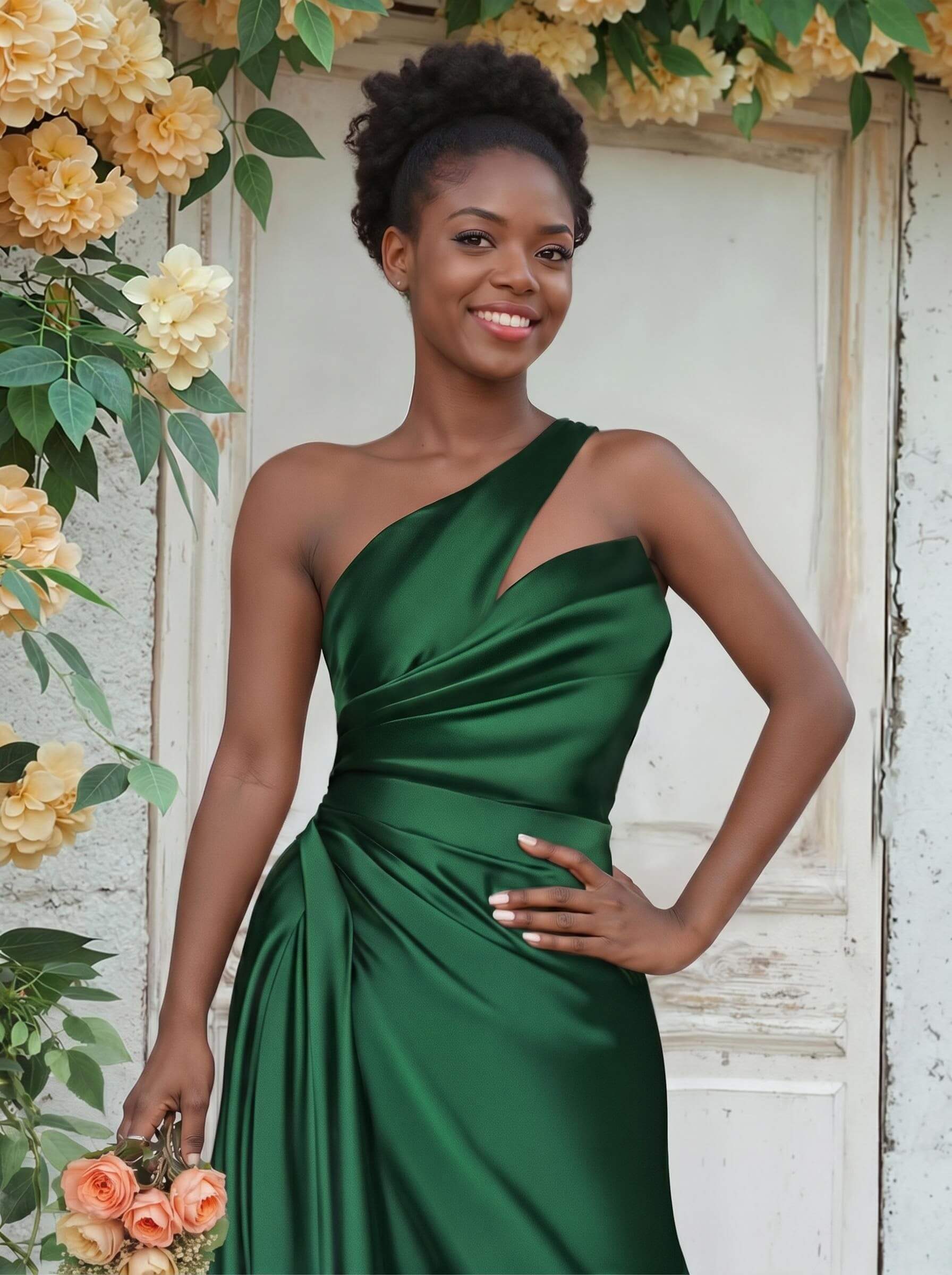 Sheath/Column One-Shoulder Silk Like Satin Bridesmaid Dresses With Ruffle, product image 139