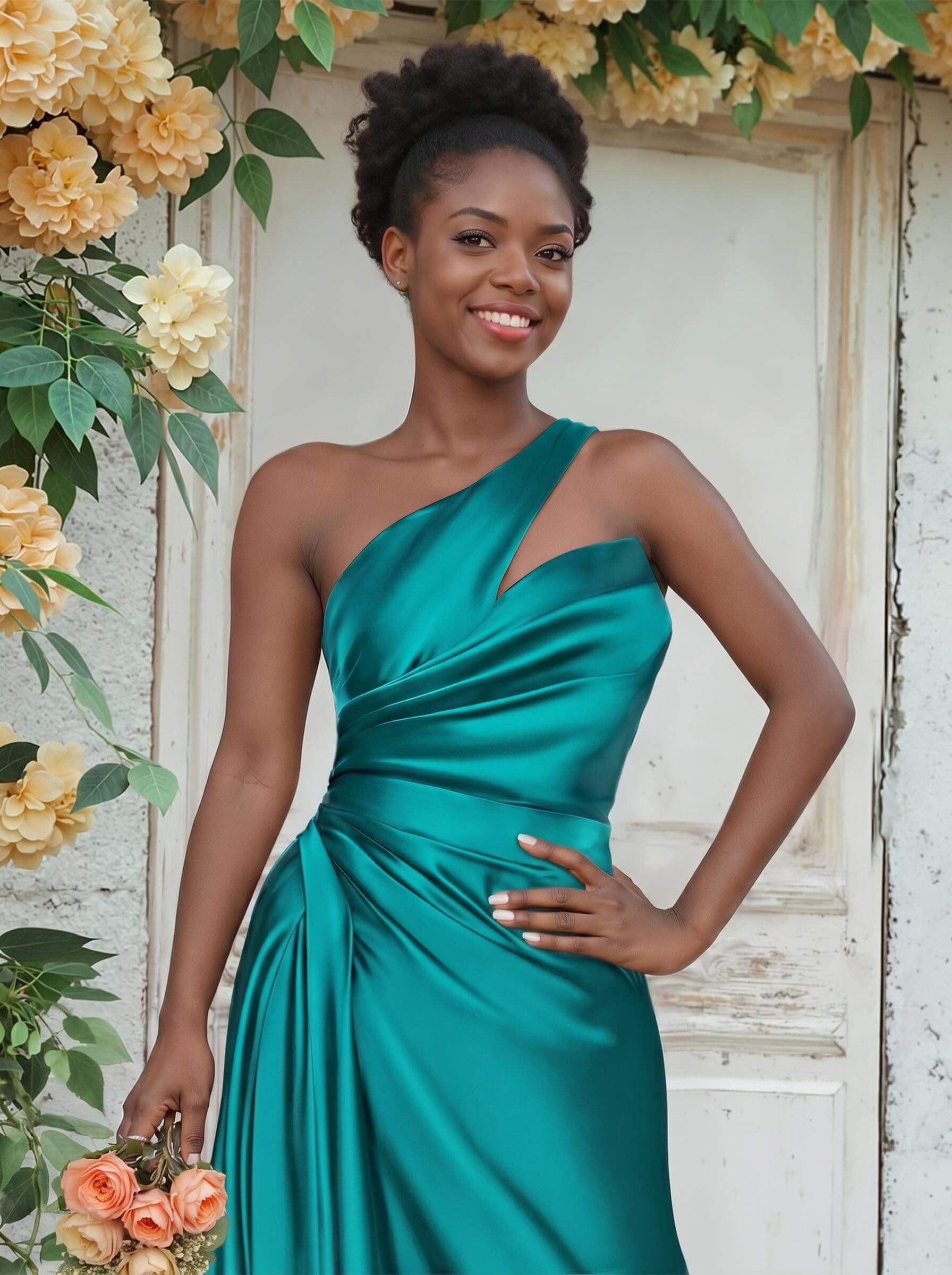 Sheath/Column One-Shoulder Silk Like Satin Bridesmaid Dresses With Ruffle, product image 134