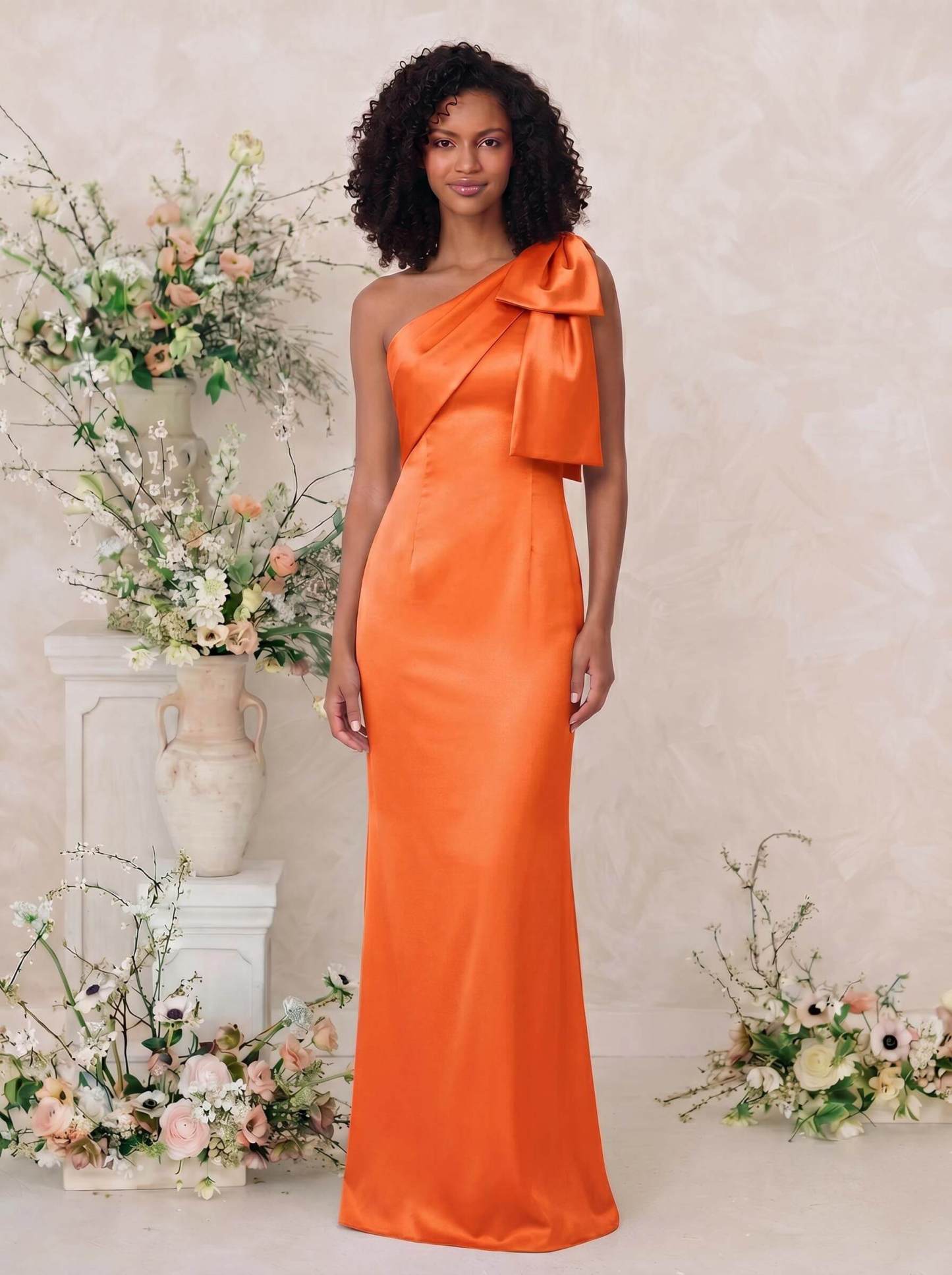 Sheath/Column One-Shoulder Satin Bridesmaid Dresses With Bow(s), product image 117