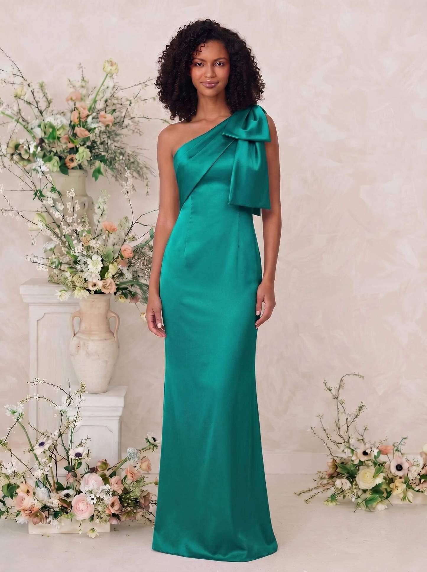 Sheath/Column One-Shoulder Satin Bridesmaid Dresses With Bow(s), product image 97