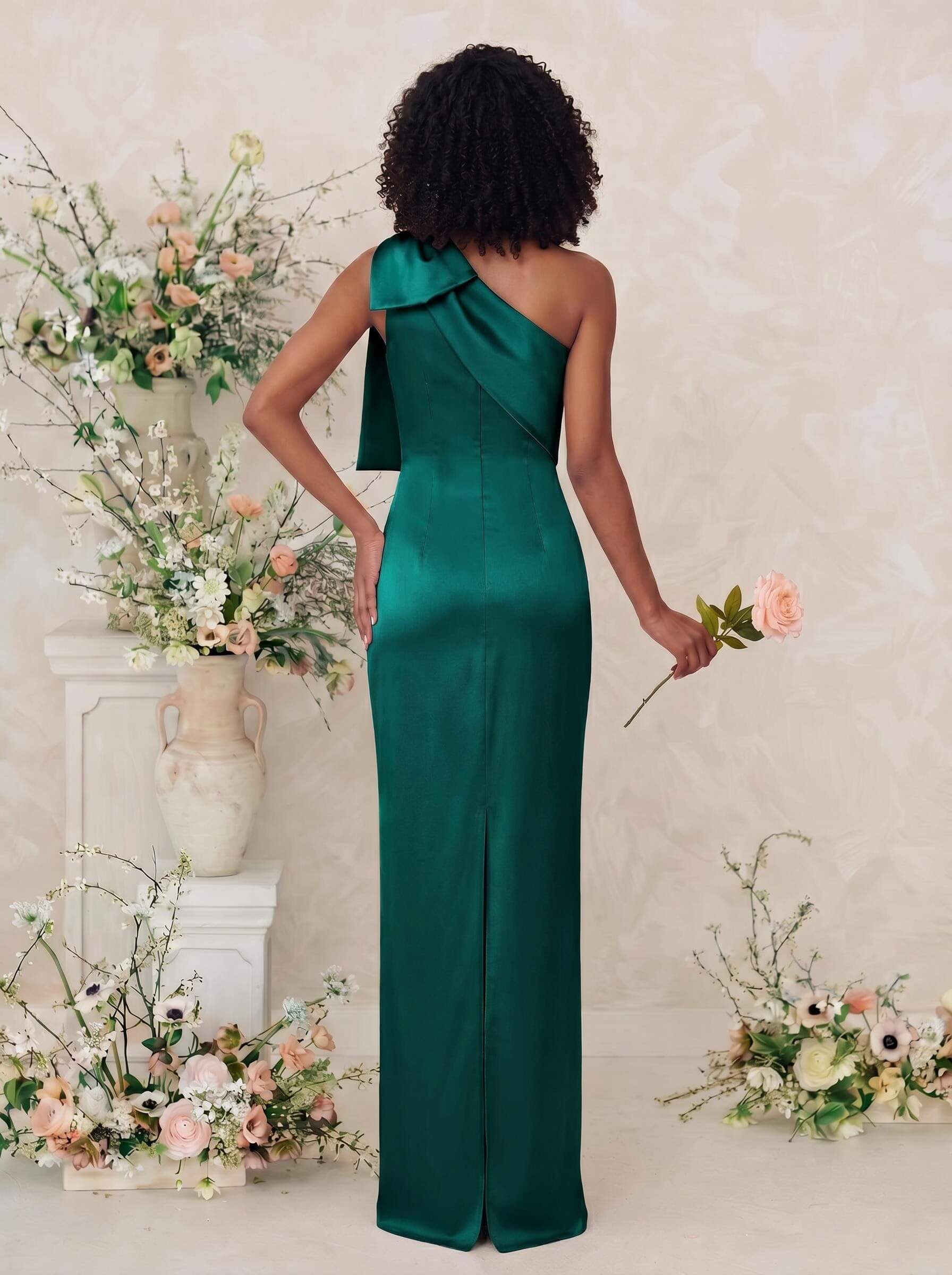 Sheath/Column One-Shoulder Satin Bridesmaid Dresses With Bow(s), product image 92