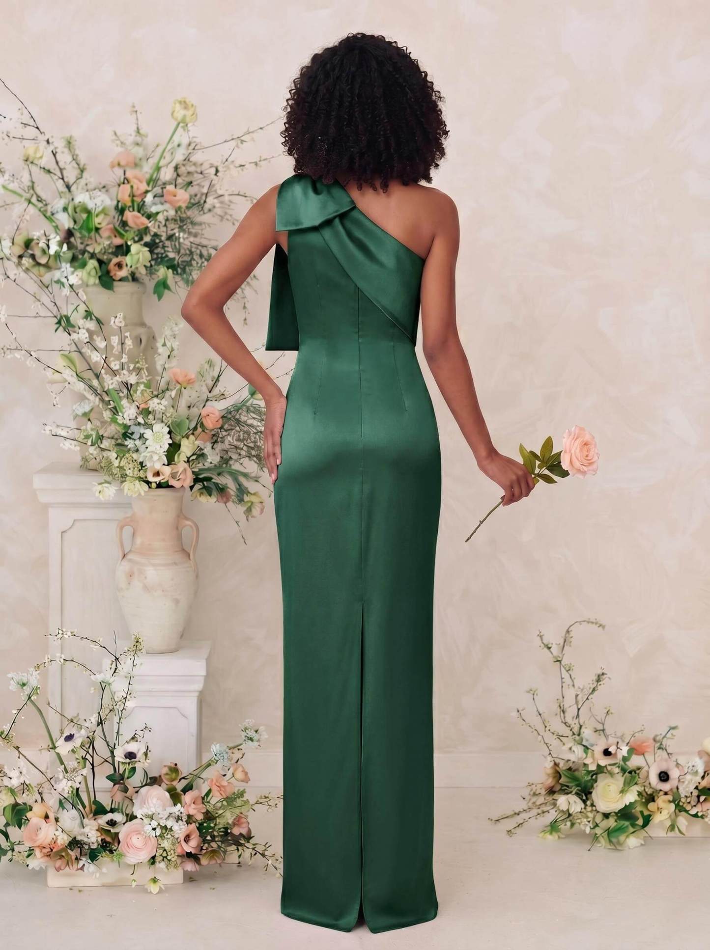 Sheath/Column One-Shoulder Satin Bridesmaid Dresses With Bow(s), product image 82