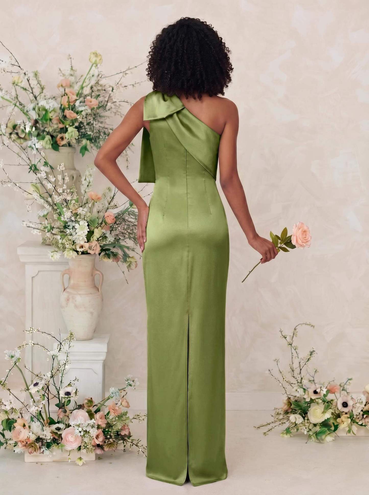 Sheath/Column One-Shoulder Satin Bridesmaid Dresses With Bow(s), product image 132