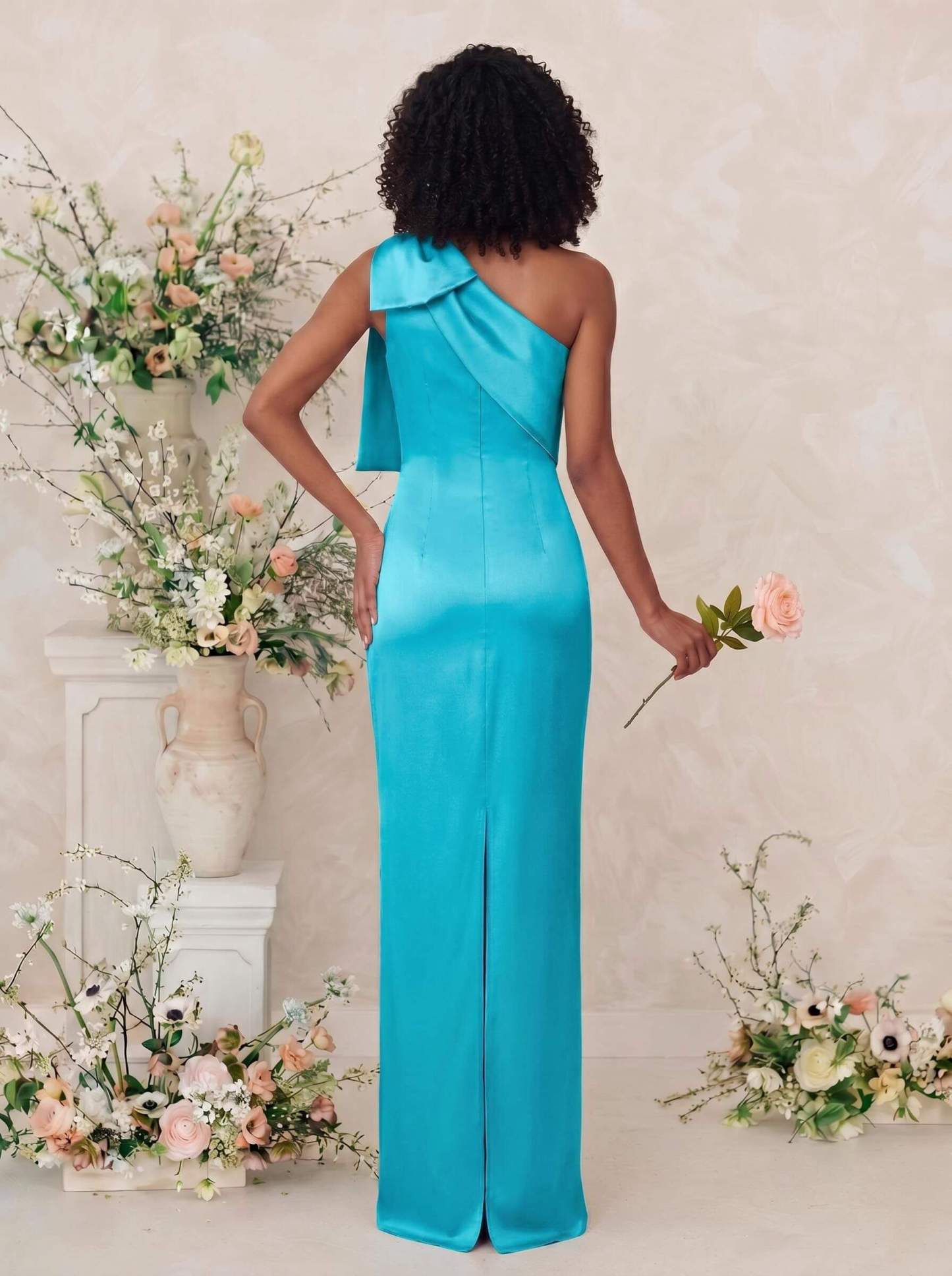 Sheath/Column One-Shoulder Satin Bridesmaid Dresses With Bow(s), product image 24
