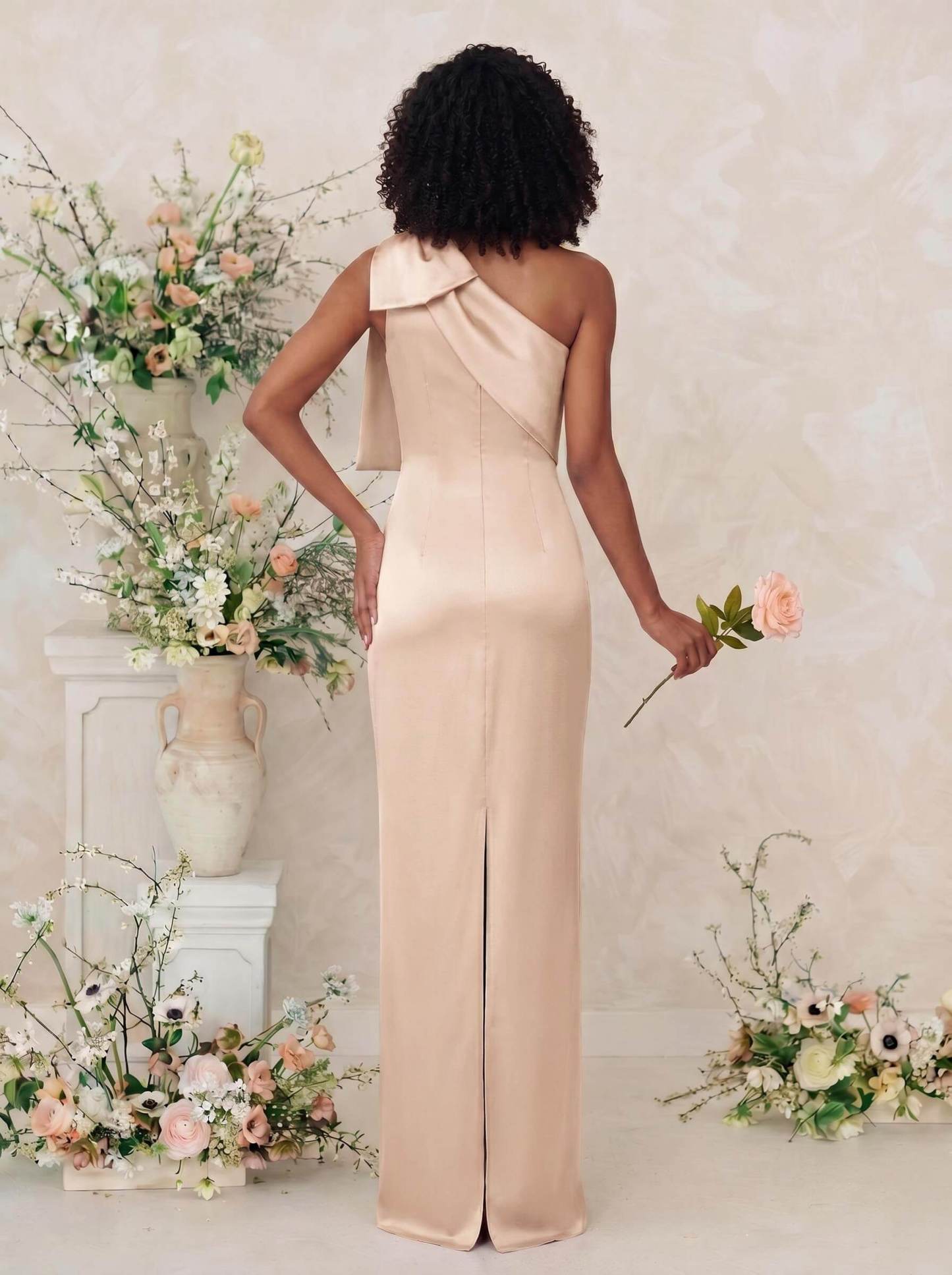 Sheath/Column One-Shoulder Satin Bridesmaid Dresses With Bow(s), product image 114
