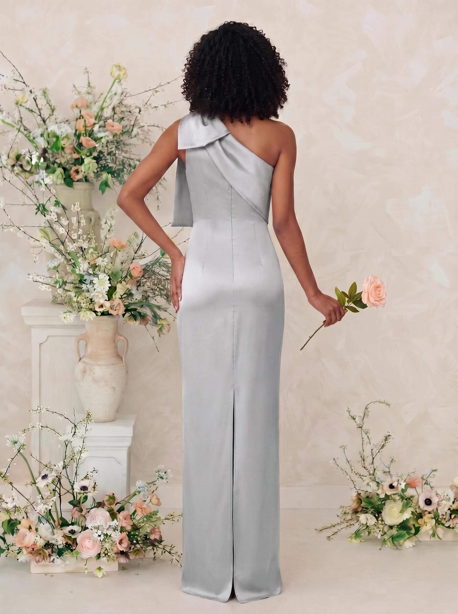 Sheath/Column One-Shoulder Satin Bridesmaid Dresses With Bow(s), product image 128