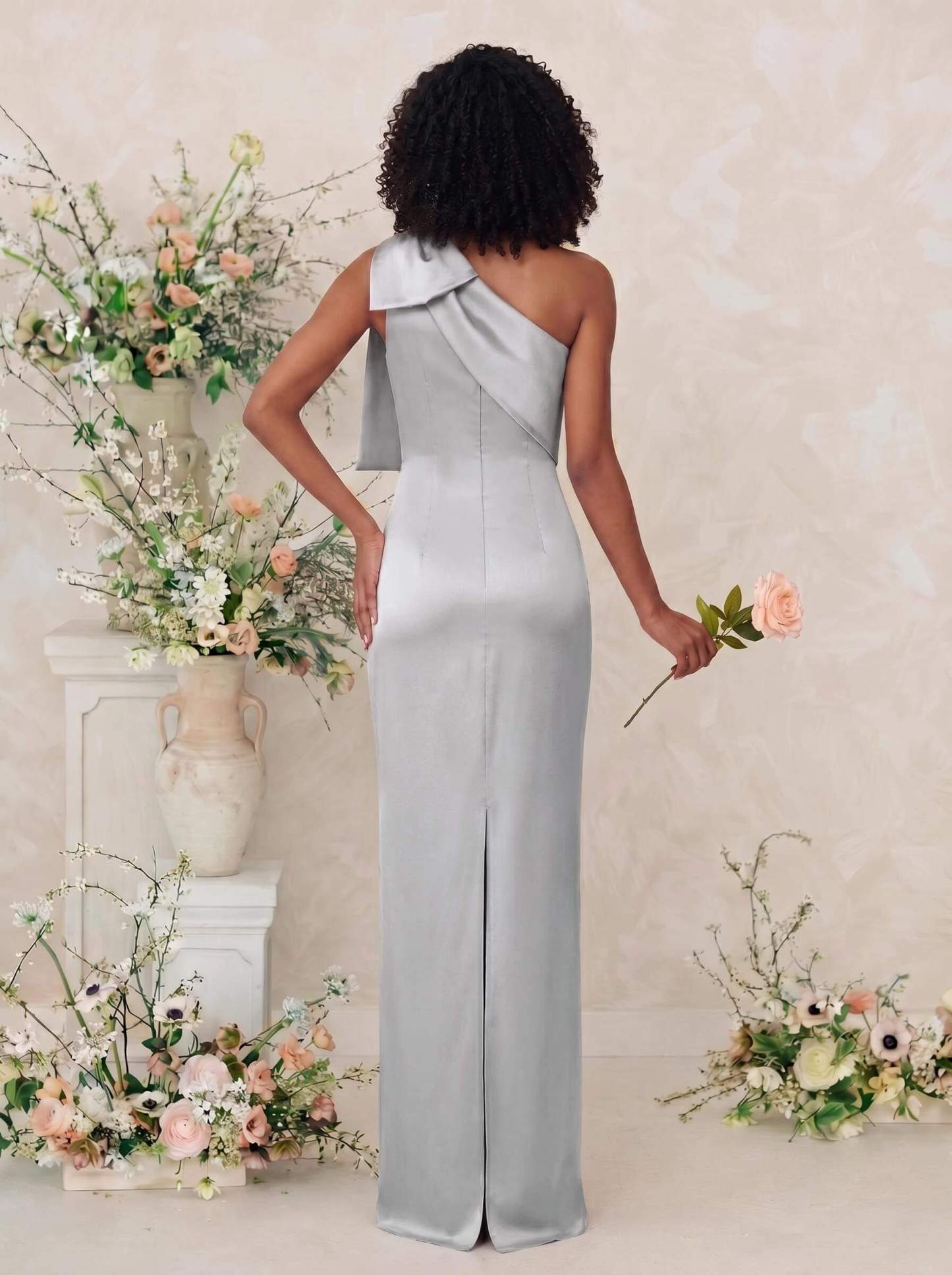 Sheath/Column One-Shoulder Satin Bridesmaid Dresses With Bow(s), product image 128