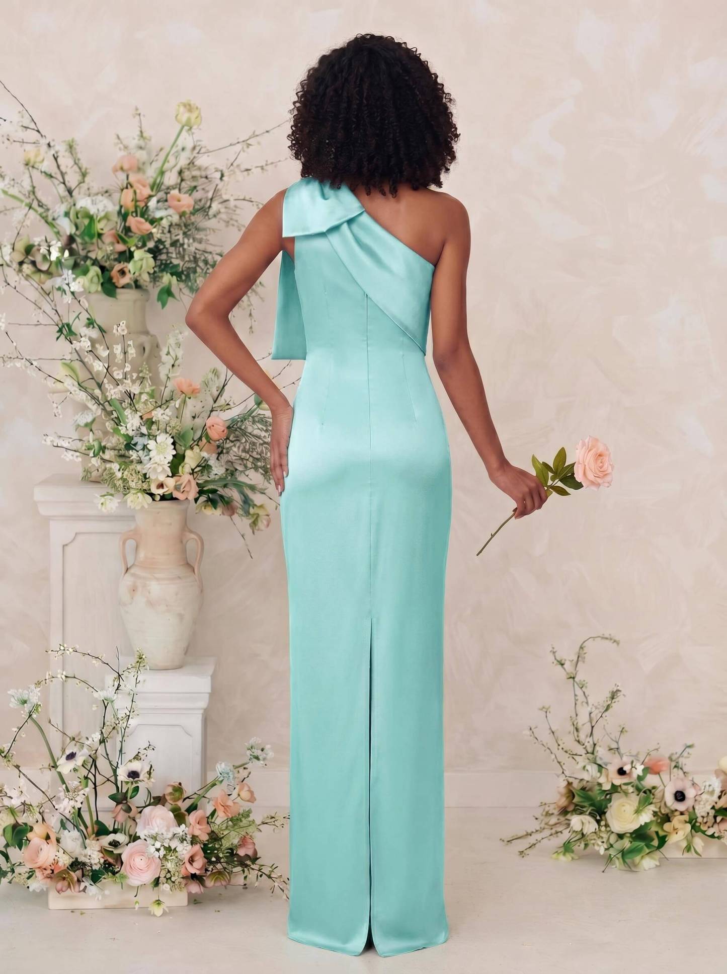 Sheath/Column One-Shoulder Satin Bridesmaid Dresses With Bow(s), product image 104