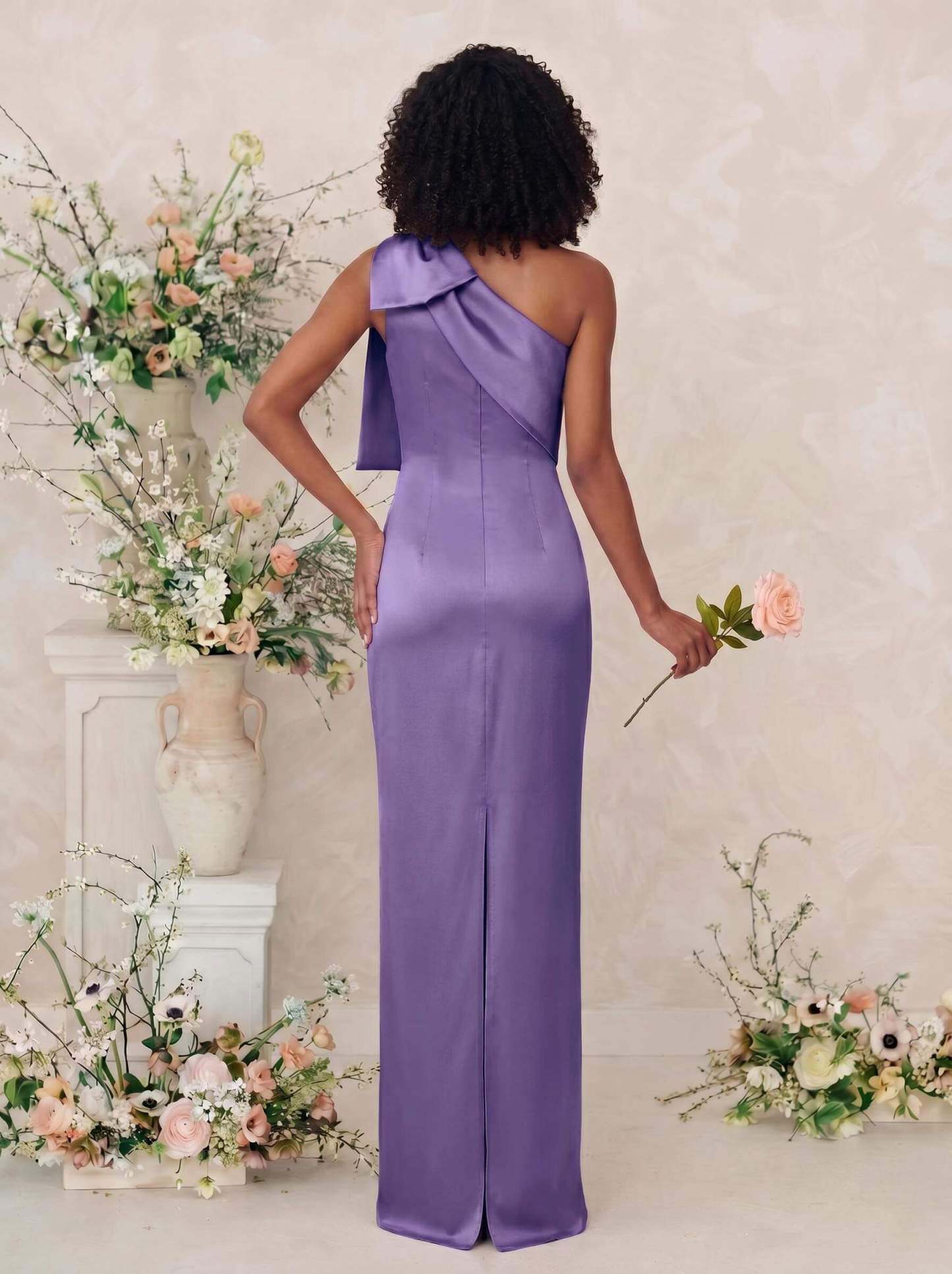 Sheath/Column One-Shoulder Satin Bridesmaid Dresses With Bow(s), product image 68