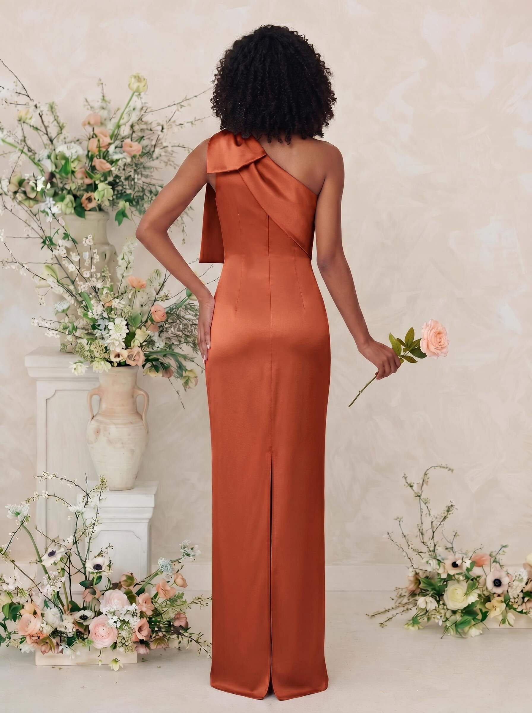 Sheath/Column One-Shoulder Satin Bridesmaid Dresses With Bow(s), product image 134