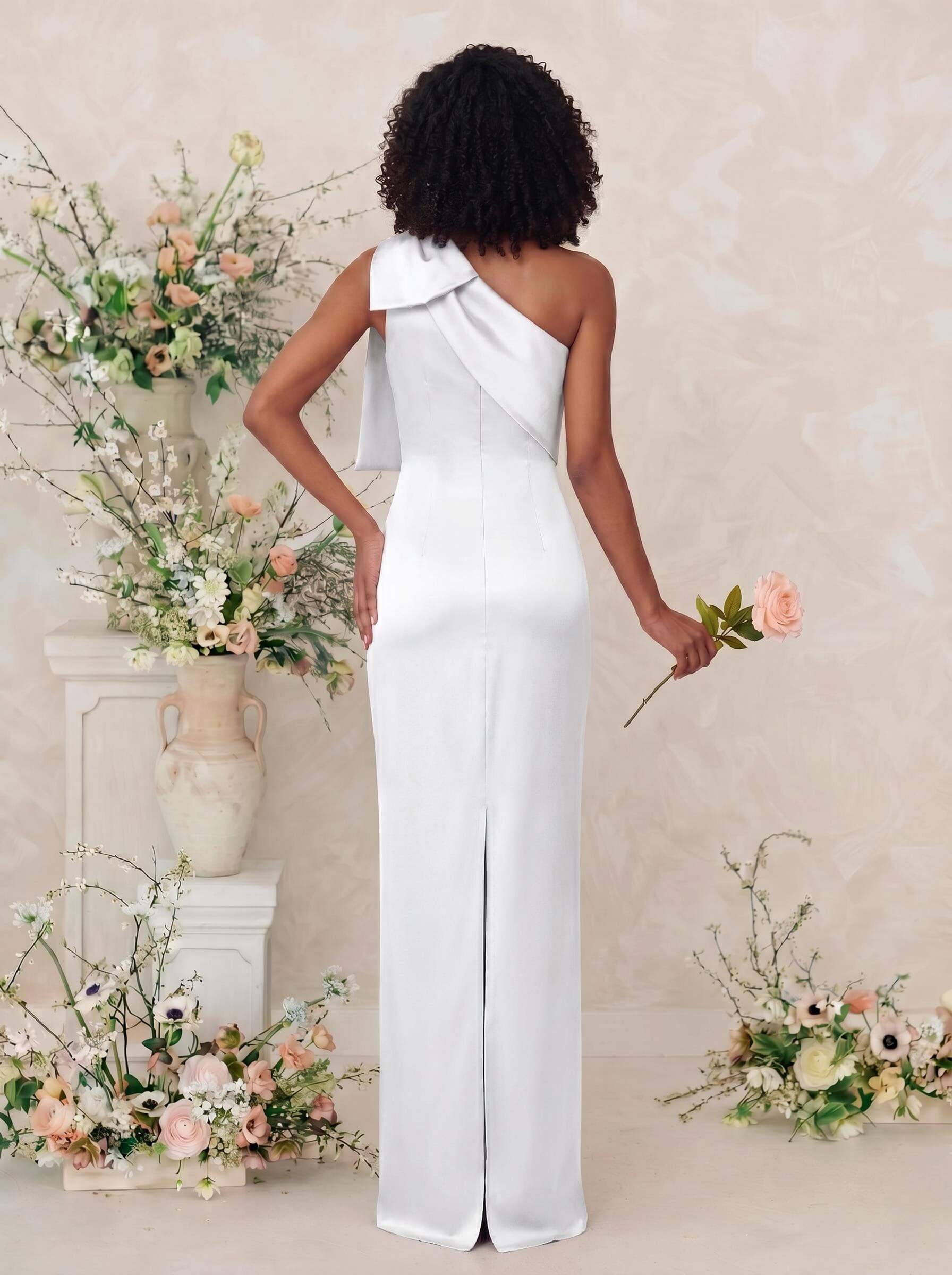 Sheath/Column One-Shoulder Satin Bridesmaid Dresses With Bow(s), product image 126
