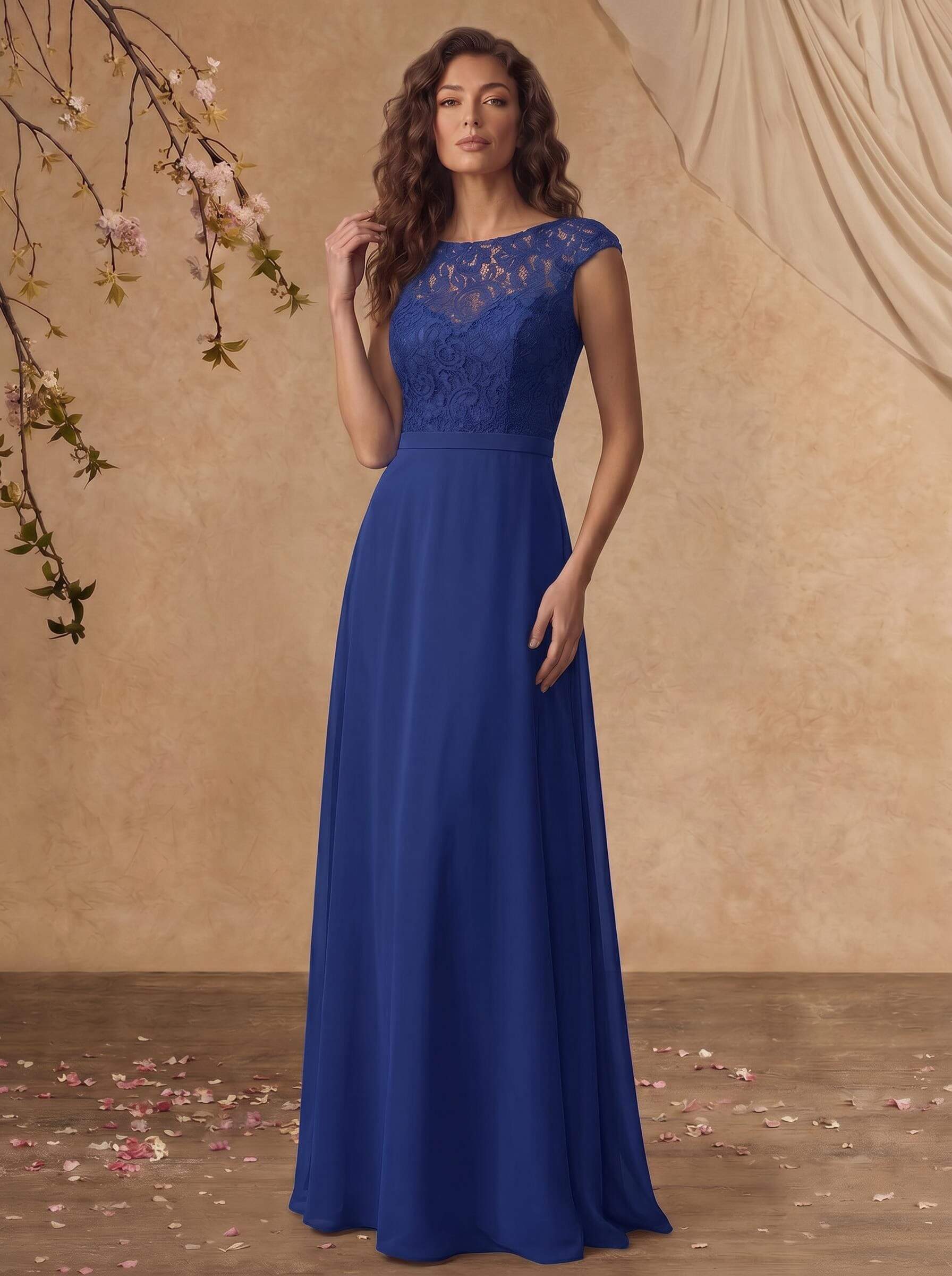 Sheath/Column Scoop Neck Short Sleeves Floor-Length Chiffon/Lace Mother Of The Bride Dresses, image 8