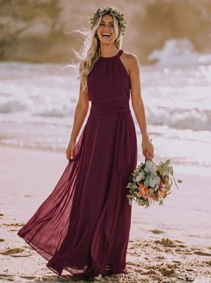Long Chiffon A-Line Bridesmaid Dresses