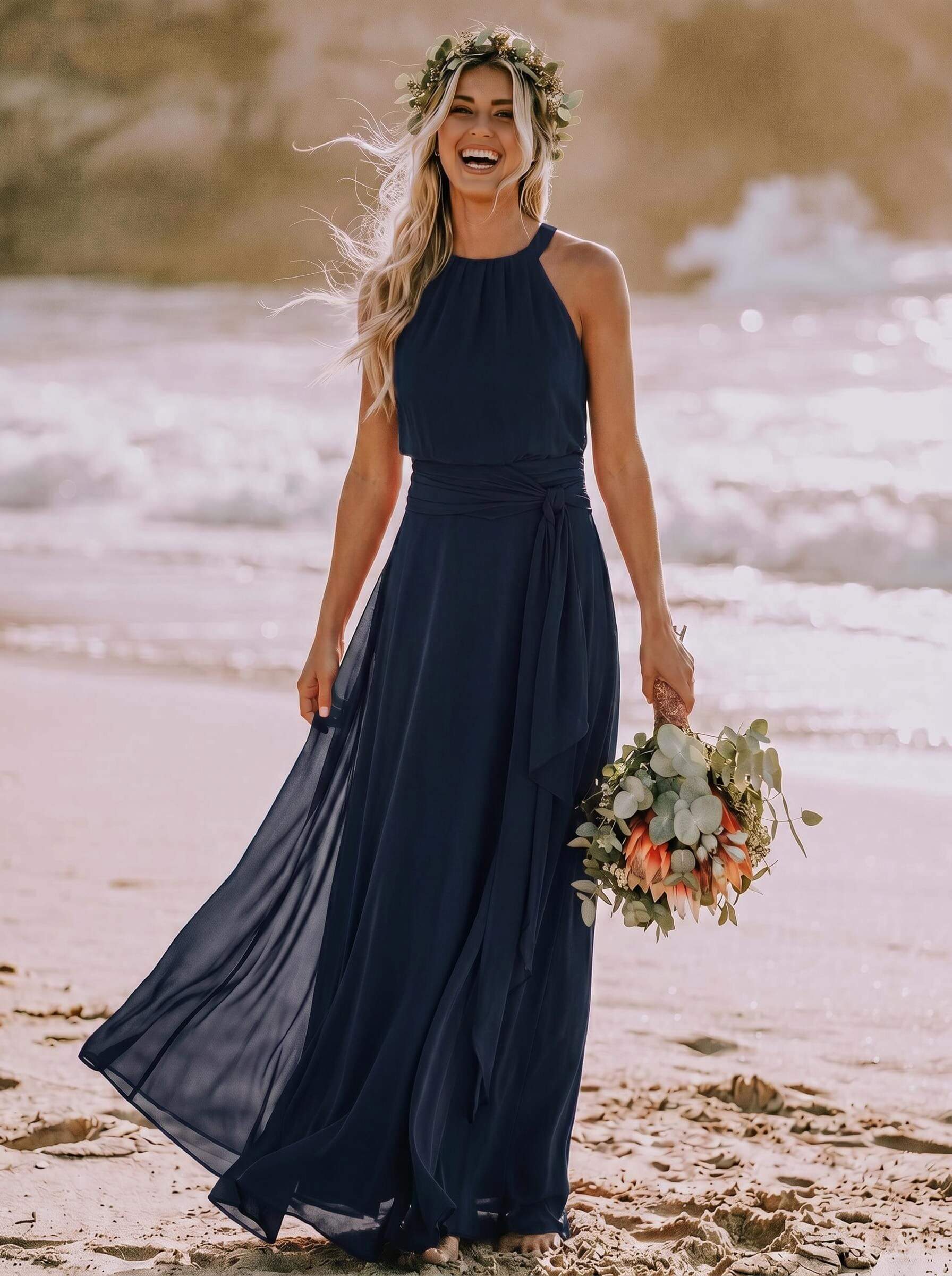 Long Chiffon A-Line Bridesmaid Dresses