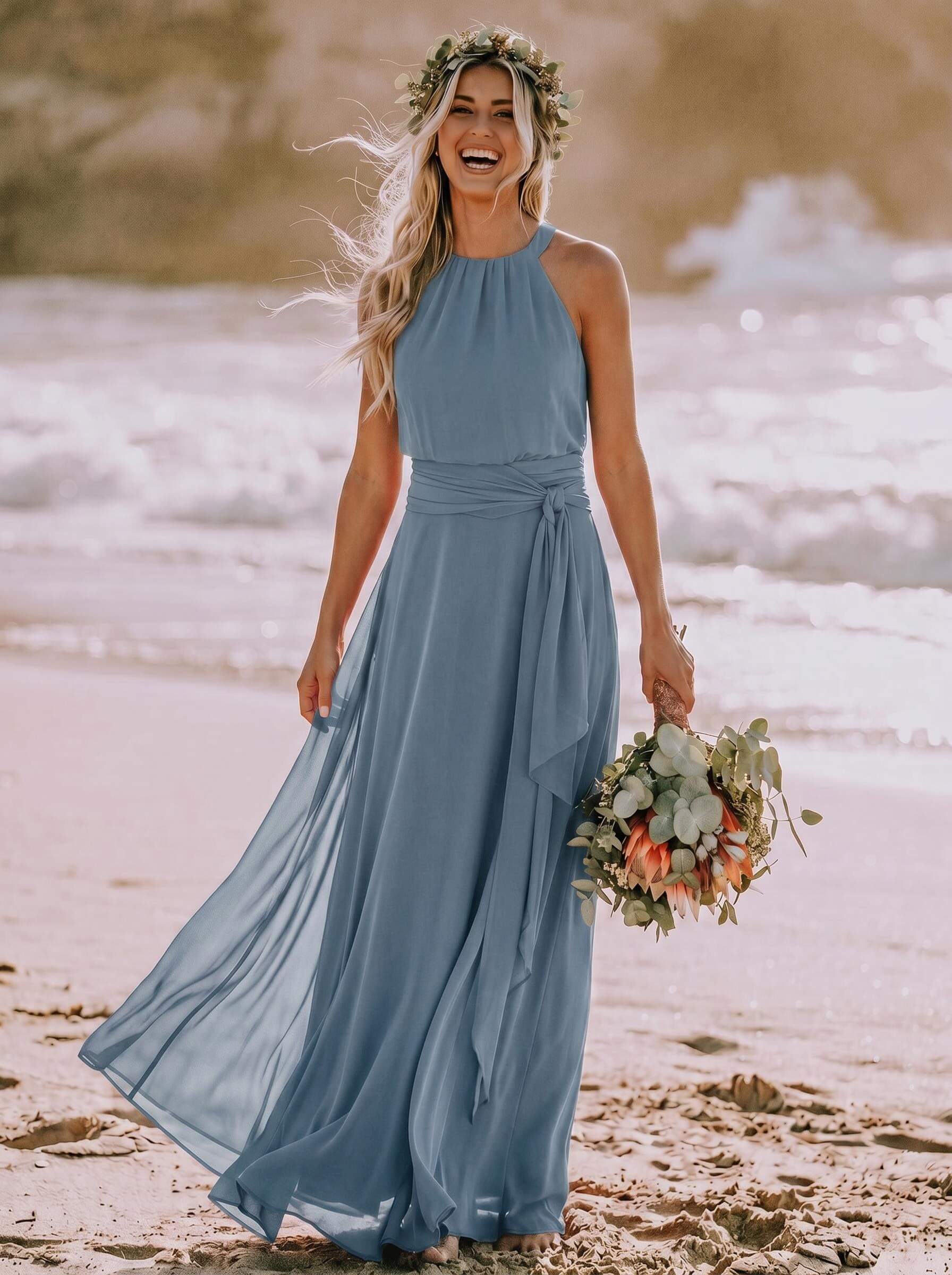 Long Chiffon A-Line Bridesmaid Dresses