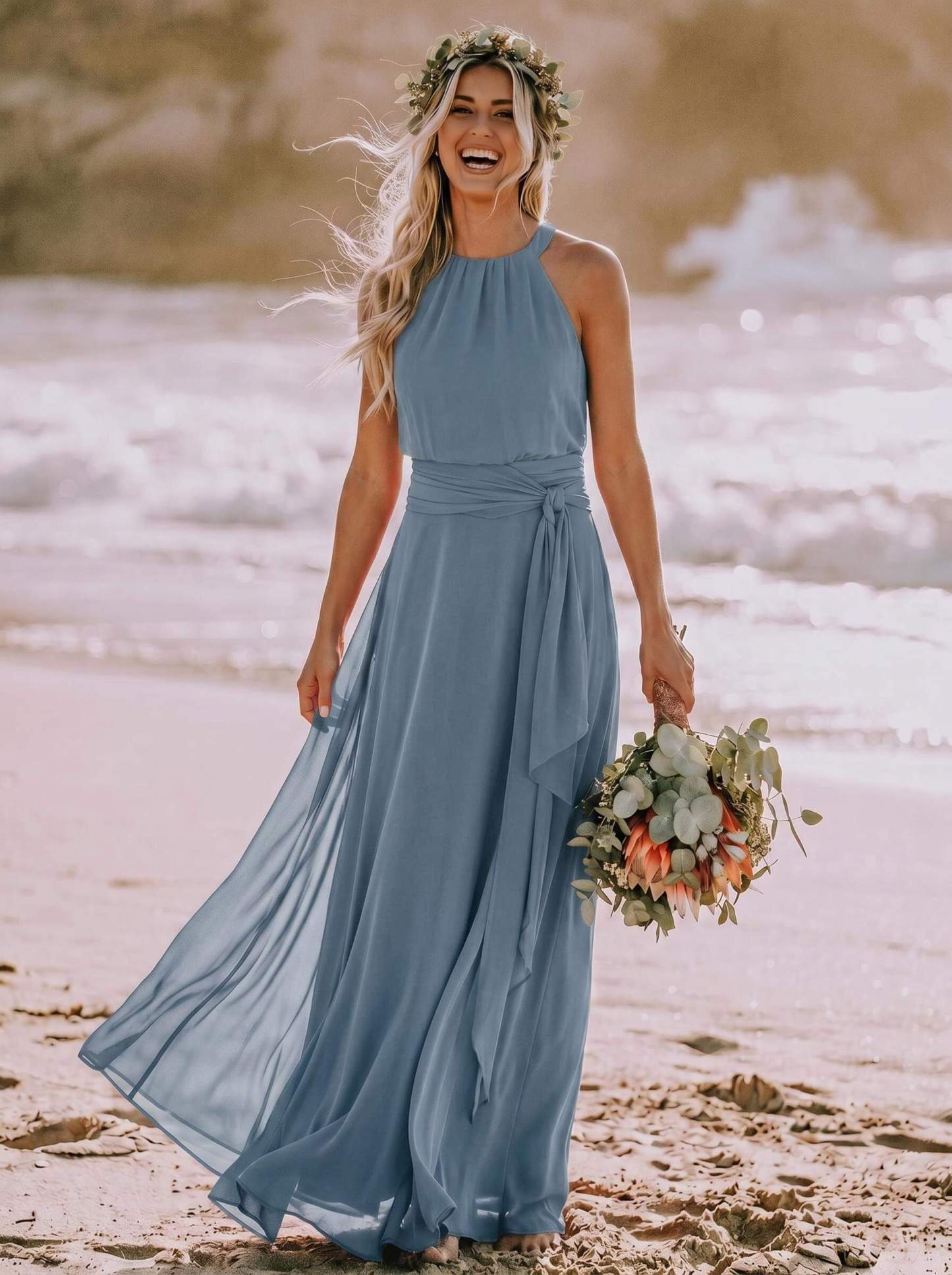 Long Chiffon A-Line Bridesmaid Dresses