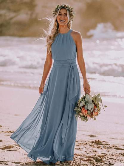 Long Chiffon A-Line Bridesmaid Dresses
