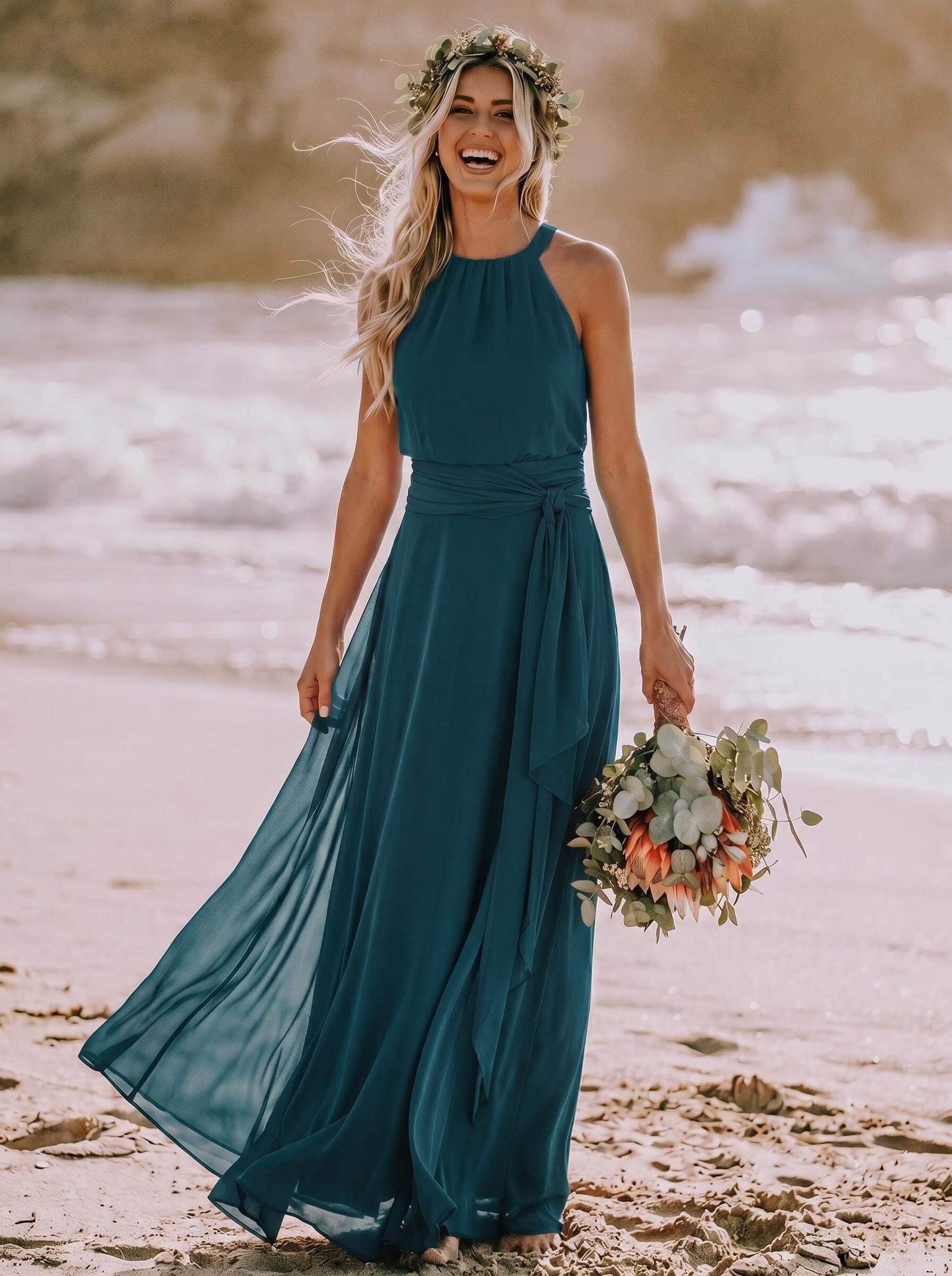 Long Chiffon A-Line Bridesmaid Dresses