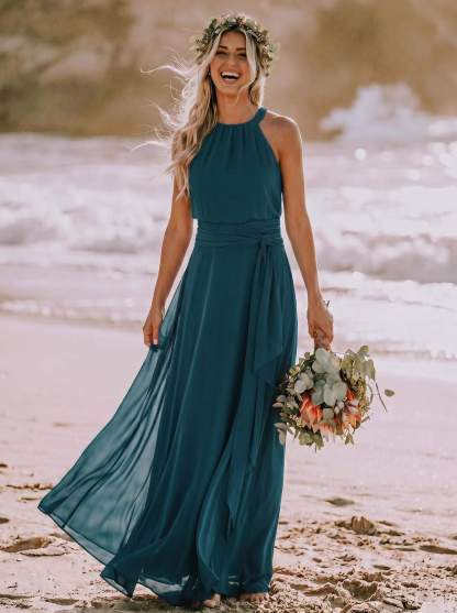 Long Chiffon A-Line Bridesmaid Dresses