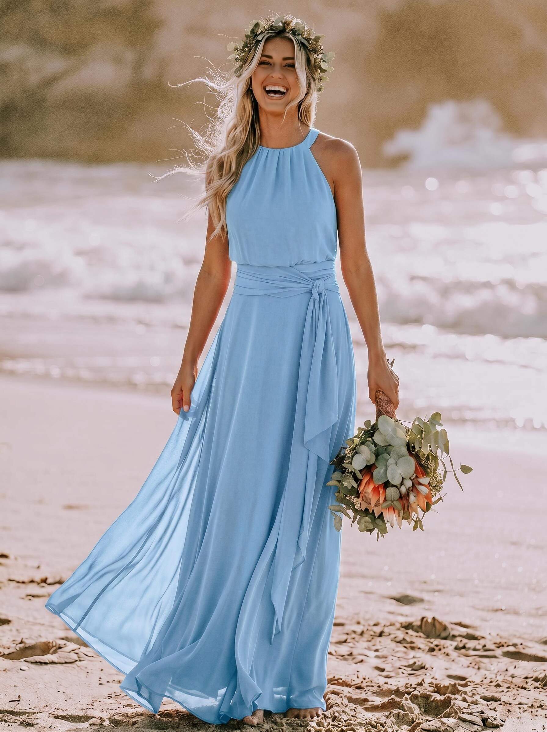 Long Chiffon A-Line Bridesmaid Dresses