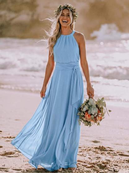 Long Chiffon A-Line Bridesmaid Dresses