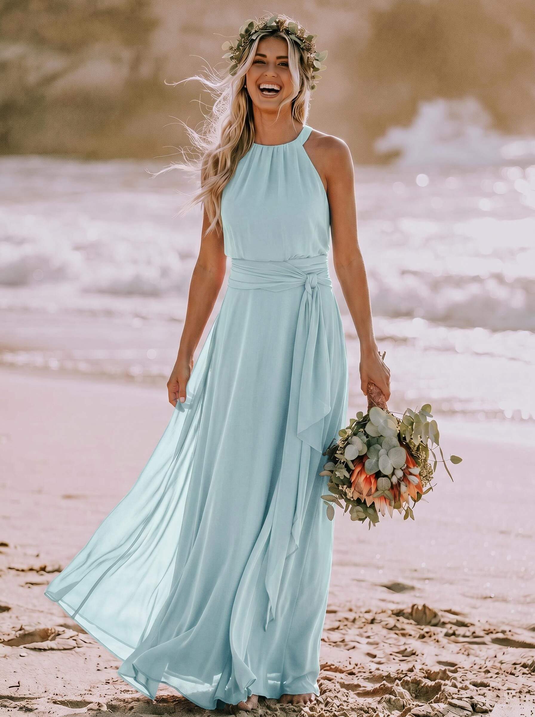 Long Chiffon A-Line Bridesmaid Dresses