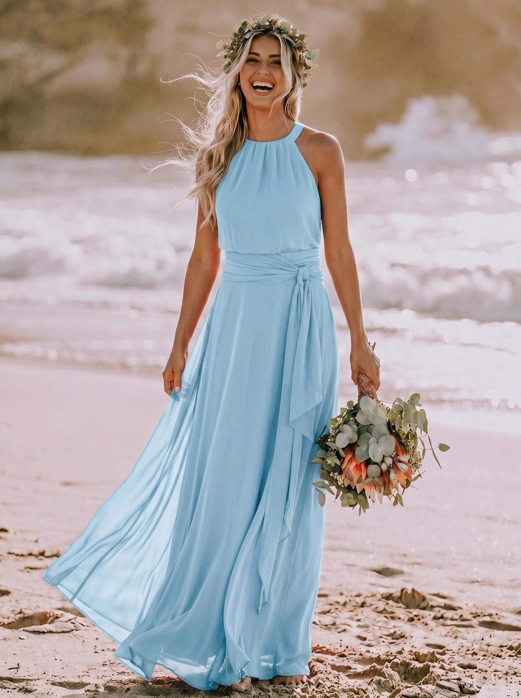 Long Chiffon A-Line Bridesmaid Dresses